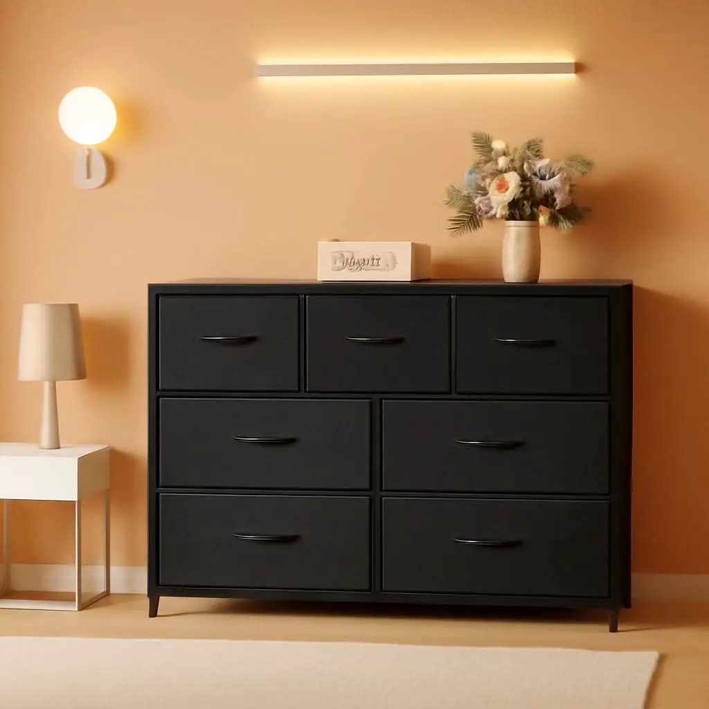 7 Drawer Dresser With Deep Storage And Wood Top Finish from PriceLows™
