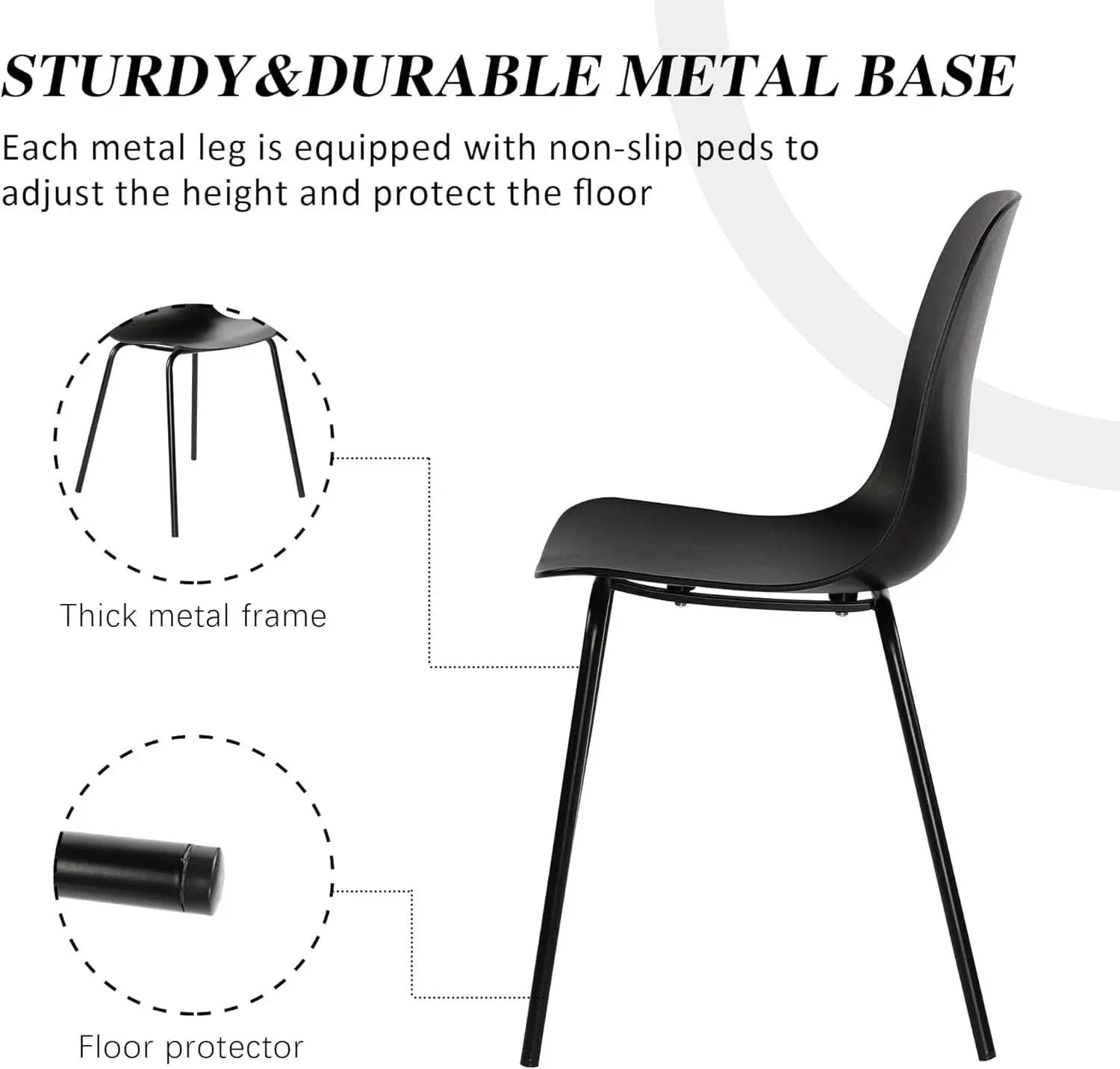 Set Of 4 Matte Black Dining Chairs With Ergonomic Back from PriceLows™