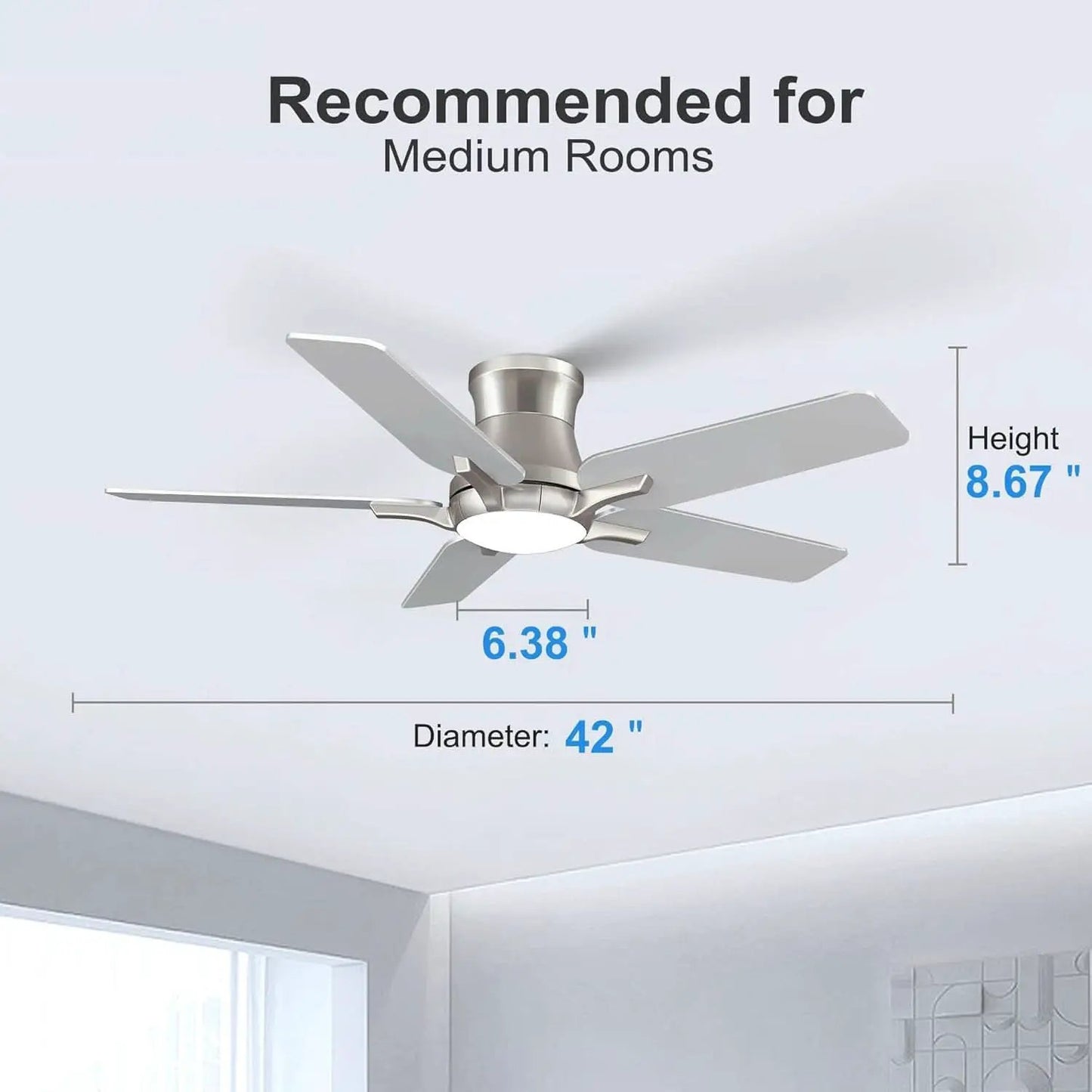 42 Inch Brushed Nickel Ceiling Fan With Remote Control And Lights from PriceLows™