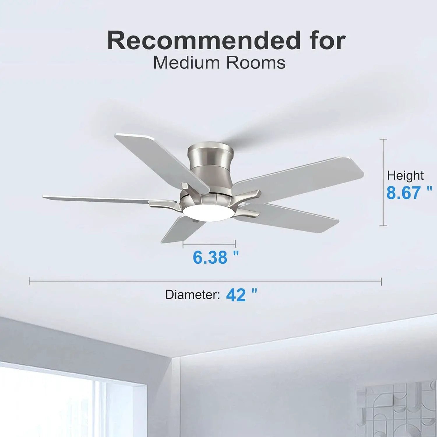 42 Inch Brushed Nickel Ceiling Fan With Remote Control And Lights from PriceLows™