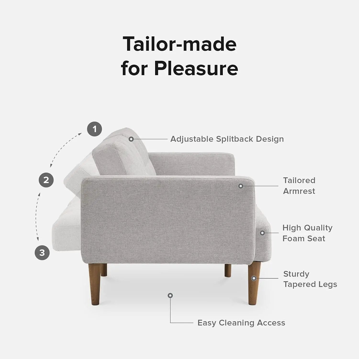 Gray Fabric Twin Futon Sofa Bed With Arms For Small Rooms from PriceLows™