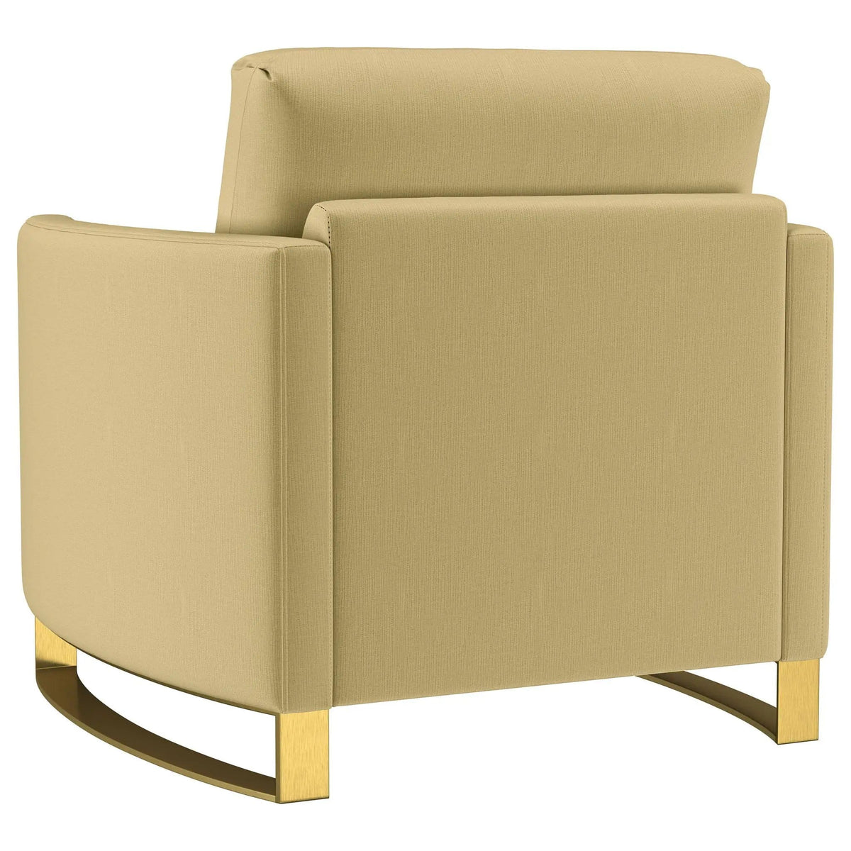 Corliss Upholstered Curved Track Arm Chair Camel | 38.5 x 36.5 x 36 in | Velvet & Stainless Steel | Living Room