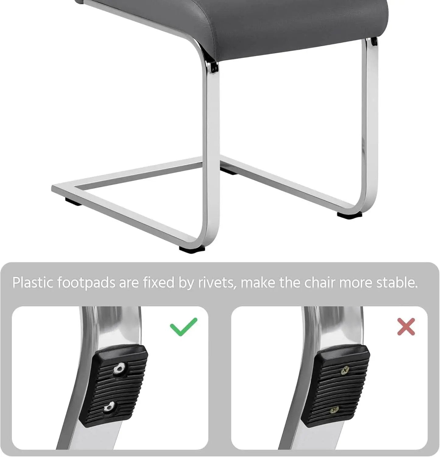 Gray High Back Leather Dining Chairs Set Of 2 For Kitchen from PriceLows™
