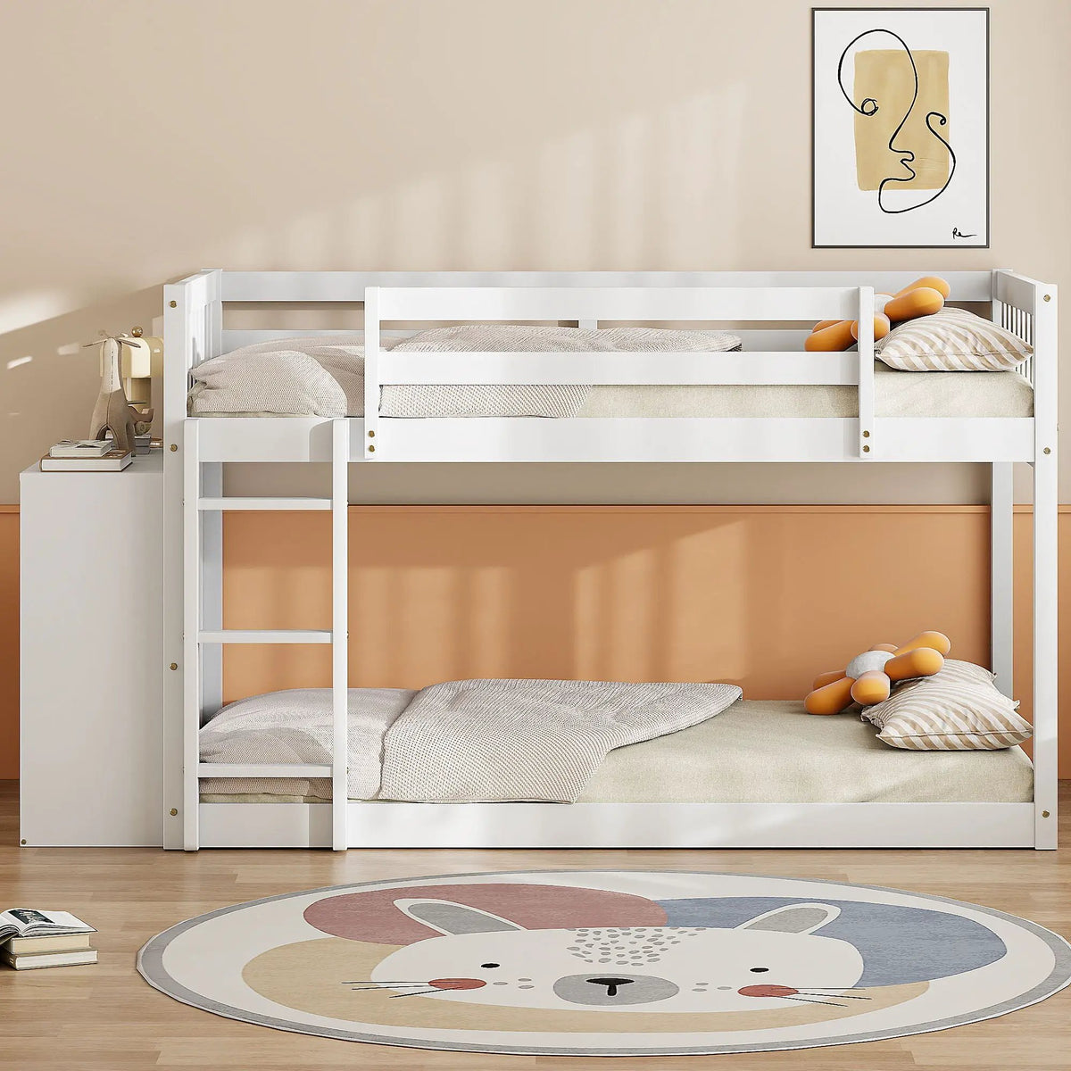 Bunk Bed | Solid Pine Frame | Four Drawers And Three Shelves | Full Size