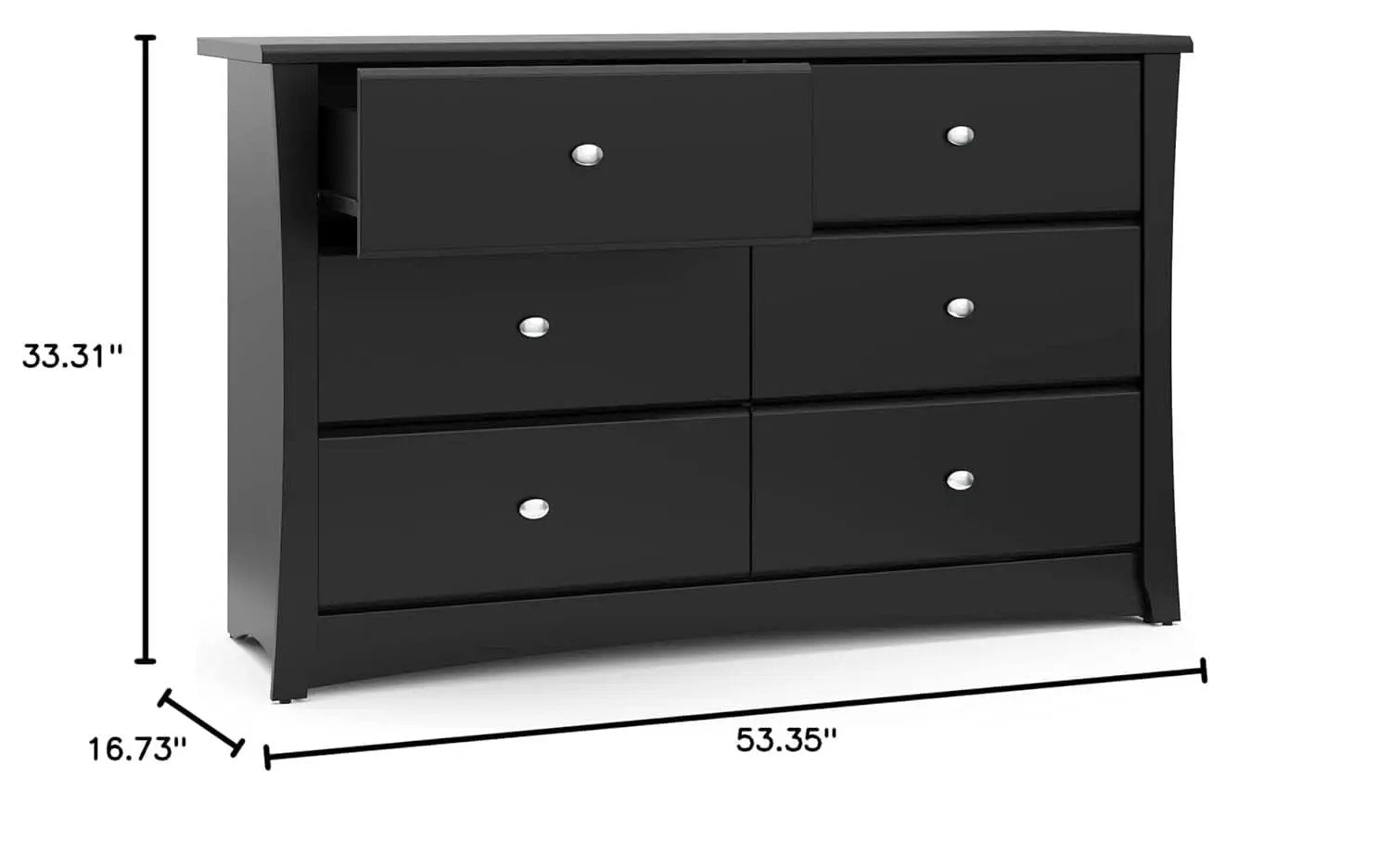 Crescent 6 Drawer Double Dresser Black GREENGUARD Gold from PriceLows™