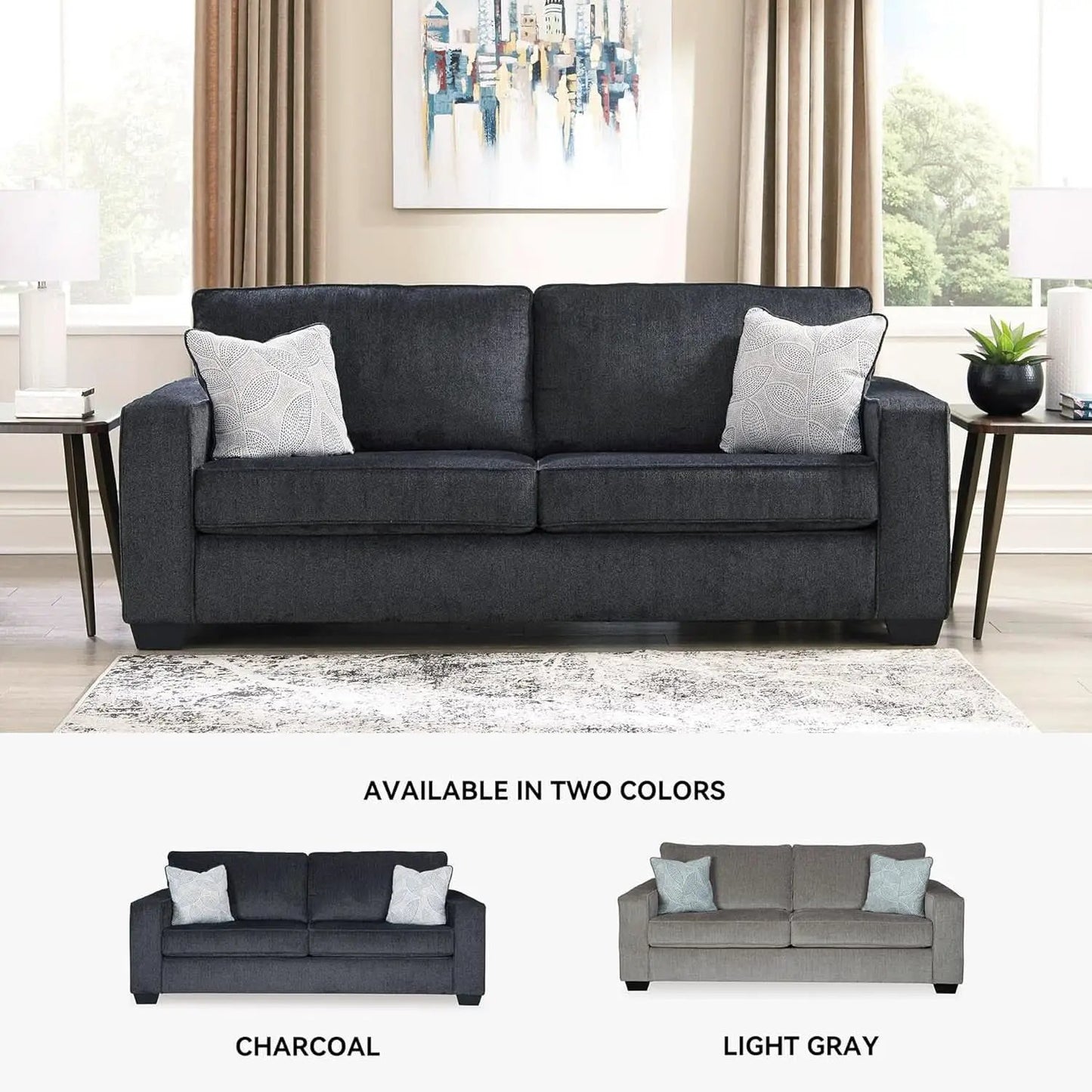Queen Sleeper Sofa Dark Gray Upholstered ChenilleWeave from PriceLows™