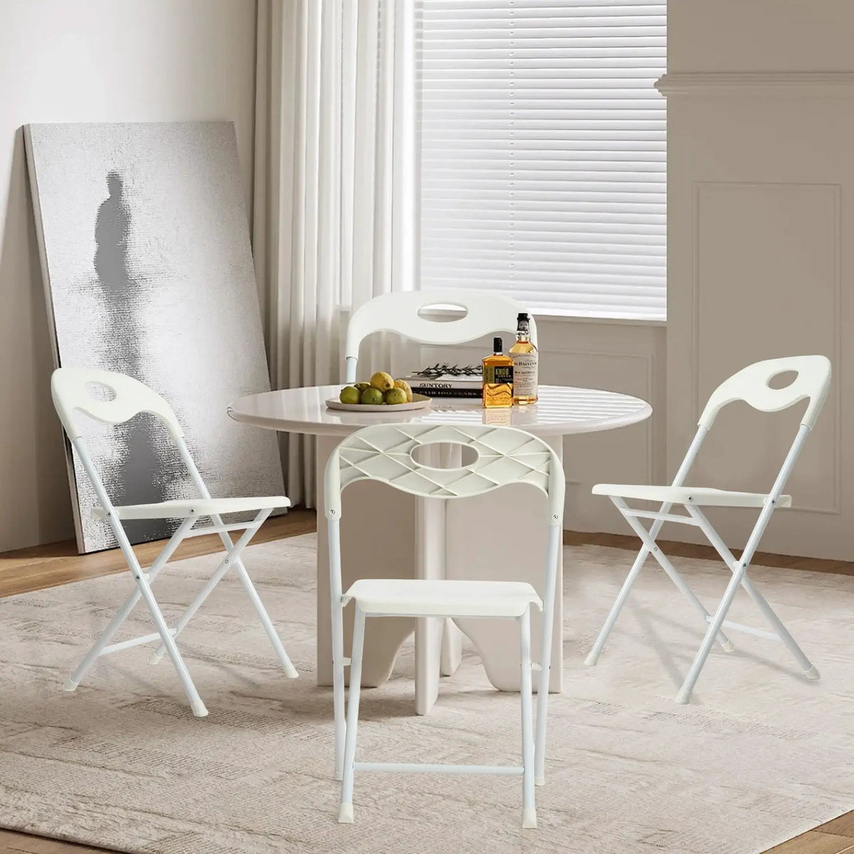 Folding Chairs | Set Of 4 | White | Stackable And Waterproof