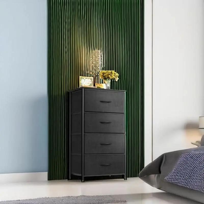 Black Compact Dresser Featuring SteelFrame And WoodenTop from PriceLows™