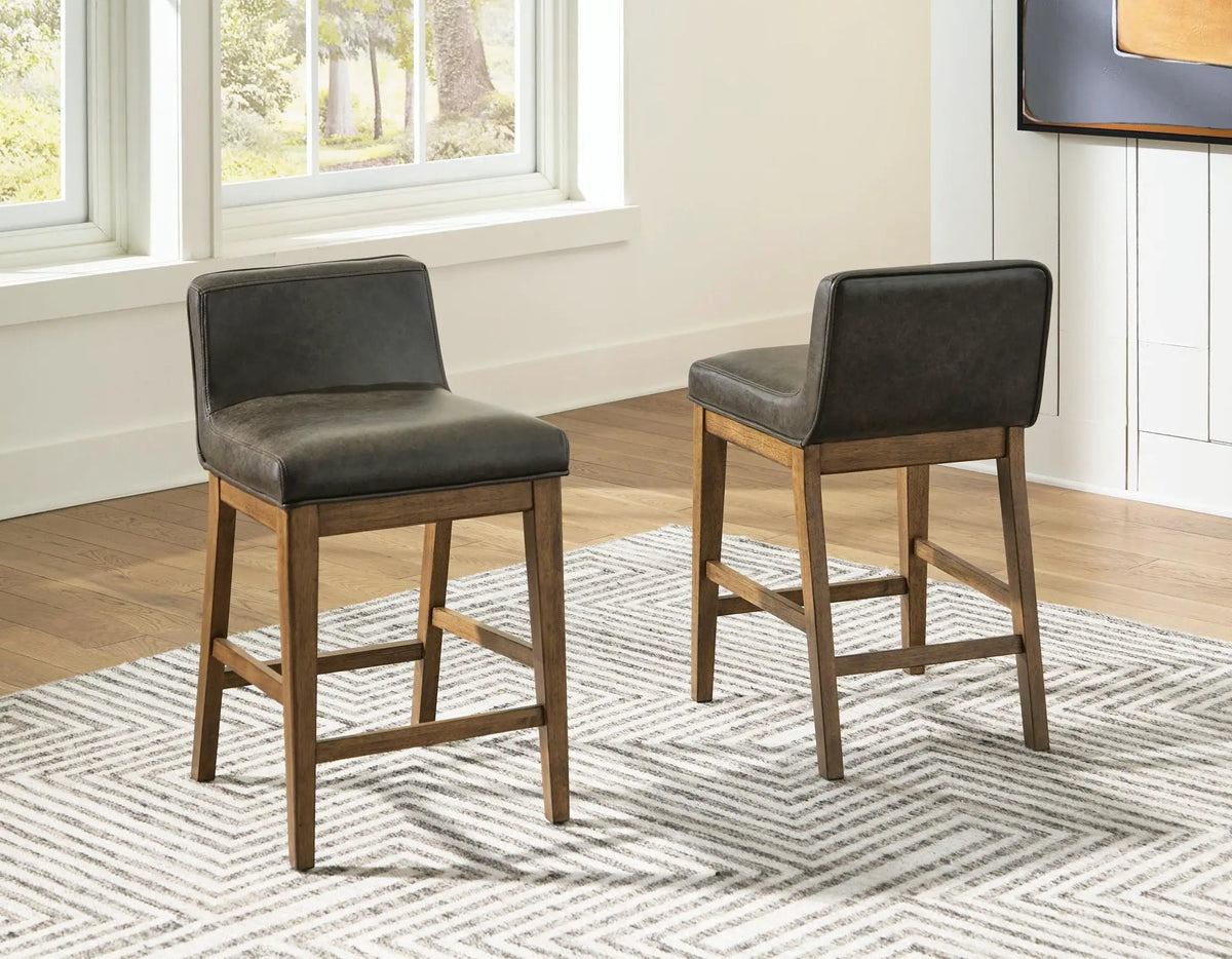 Cabalynn Upholstered Barstool | Set Of 2 | Two-Tone Brown | 26 Inch Seat Height
