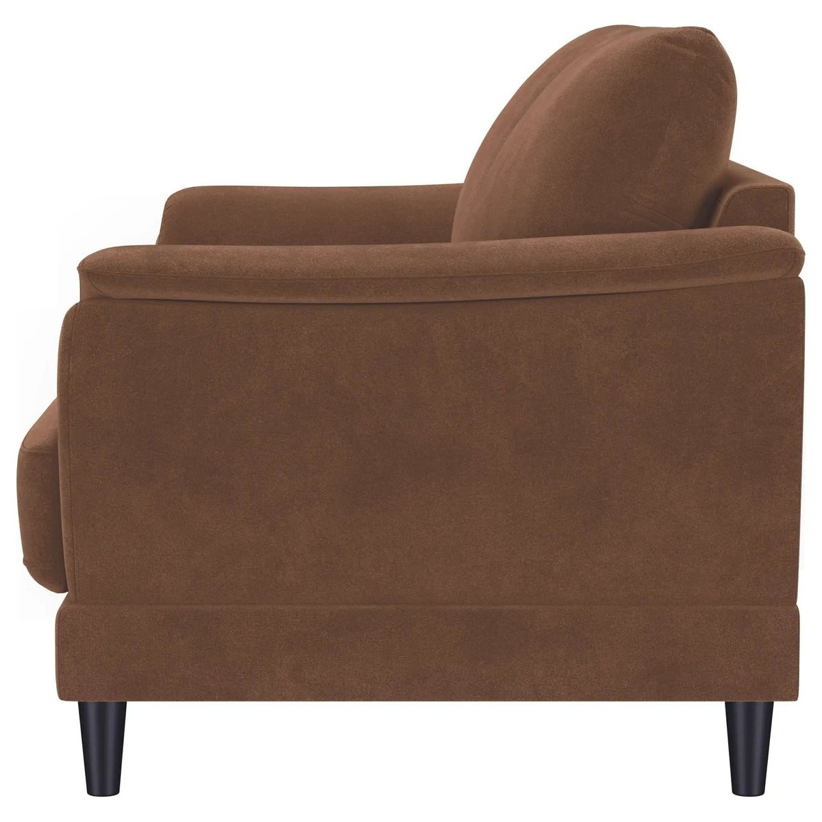 Selma Velvet Upholstered Crescent Arm Loveseat Rust | 62.25 x 35.75 x 35 in | Solid Wood & Velvet | Living Room