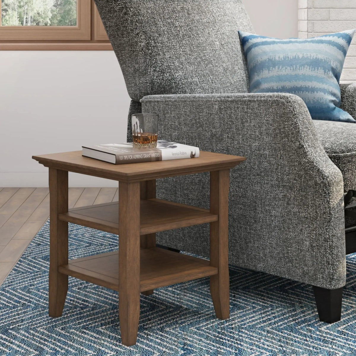 Acadian Transitiona End Table | 19 x 19 x 20 in | Solid Wood | Living Room