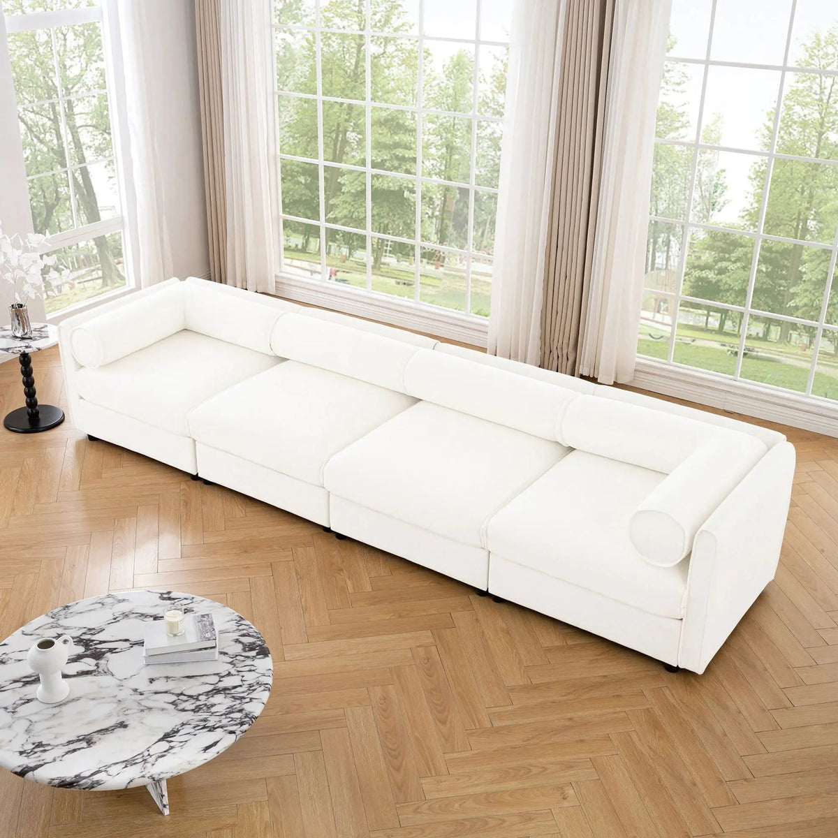 Stylish Sofa With Storage Seat And Cylindrical Backrest | Stationary Sofa | Living Room Furniture | Living Room