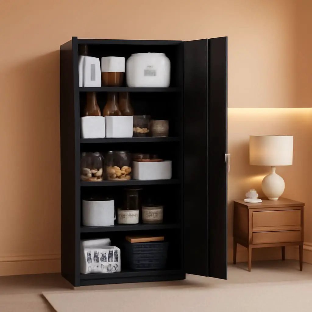 Black Metal Storage Cabinet With Lock And Shelves Garage from PriceLows™