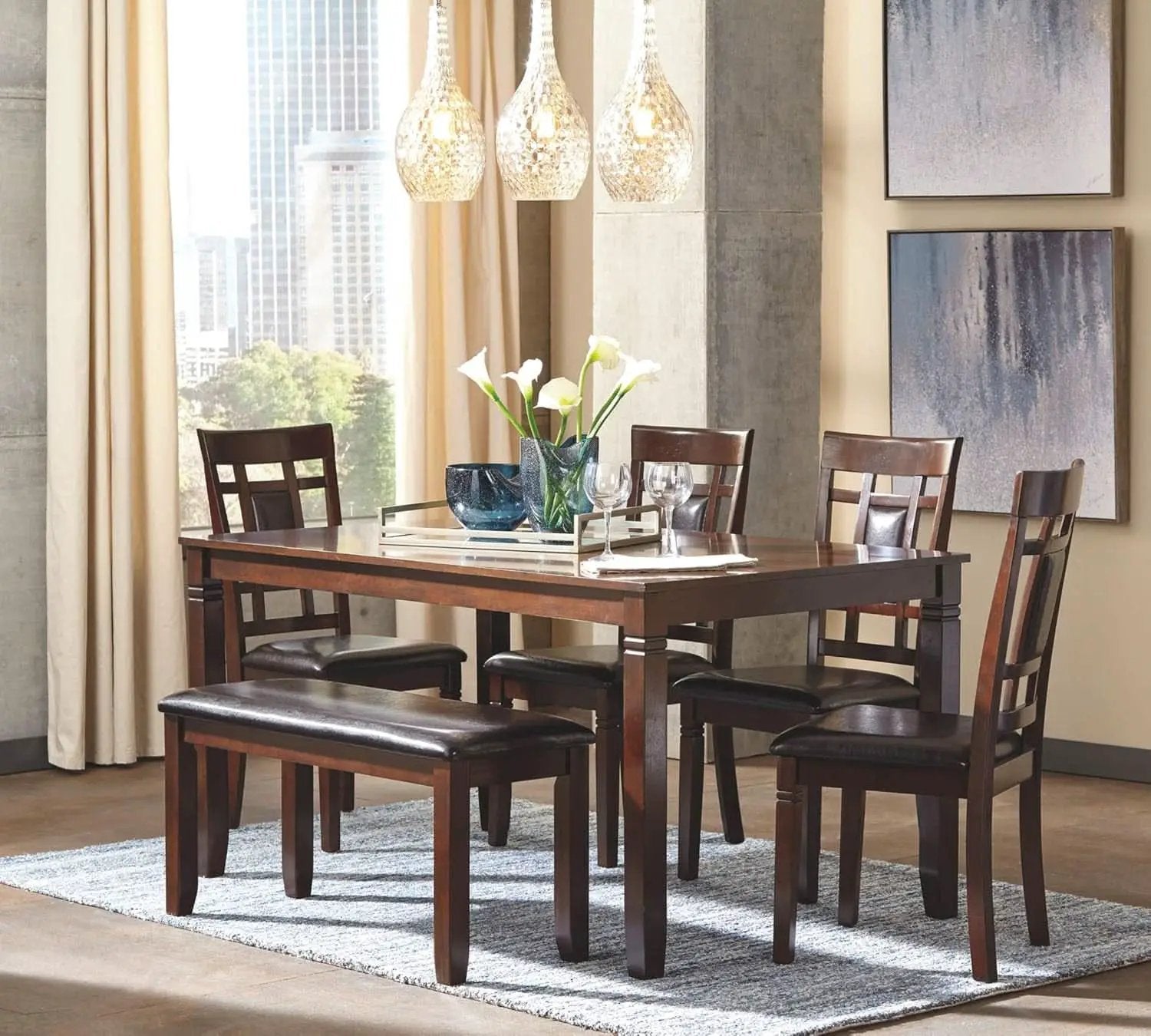 Brown Contemporary Engineered Wood Dining Table Set from PriceLows™