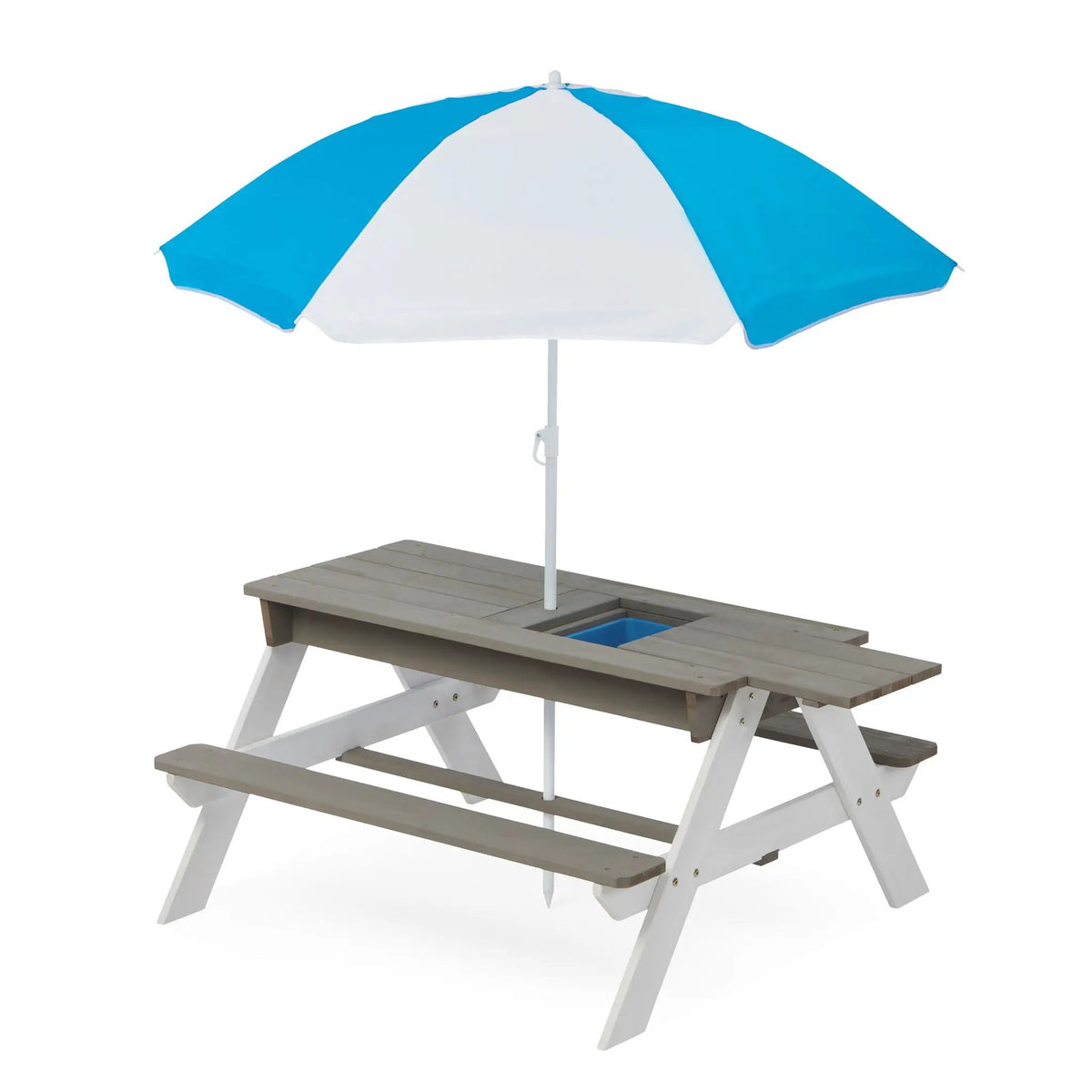 Kids Picnic Table With Umbrella | 3-In-1 Convertible Design | Natural Cedar Wood | Sand And Water Play