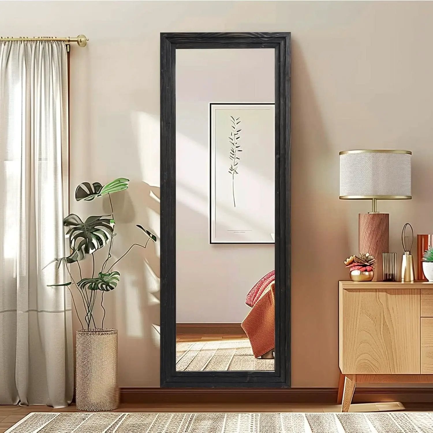 Full Length Mirror 65 By 24 Inch Black Home Decor Accent from PriceLows™
