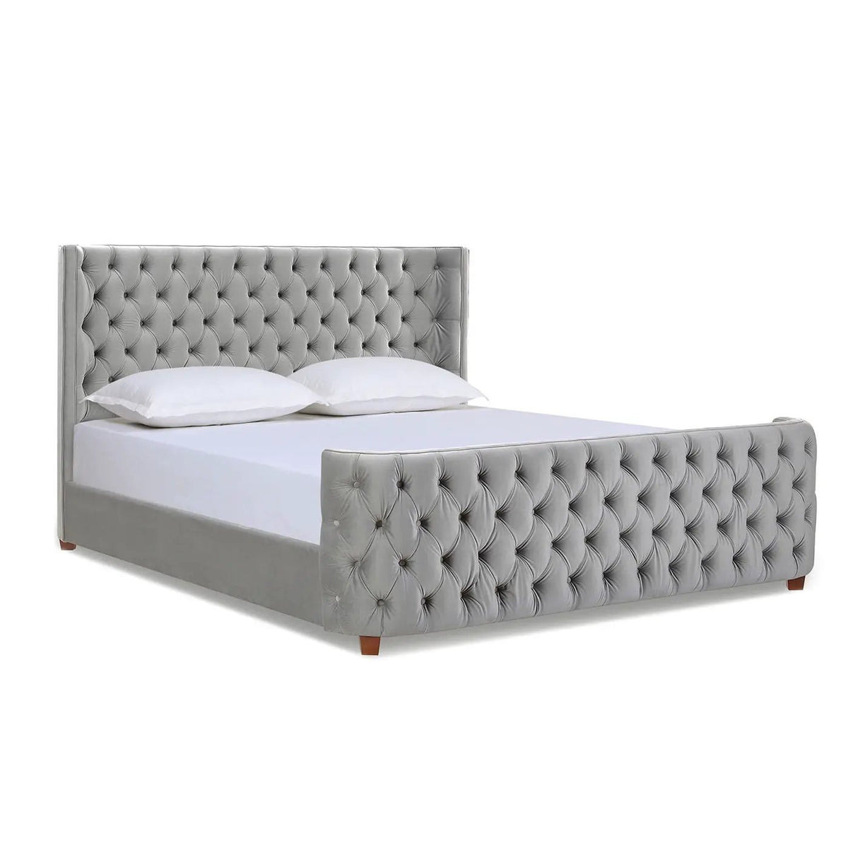 Brooklyn Tufted Panel Bed | Headboard And Footboard Set | Wingback Design | Diamond Tufting