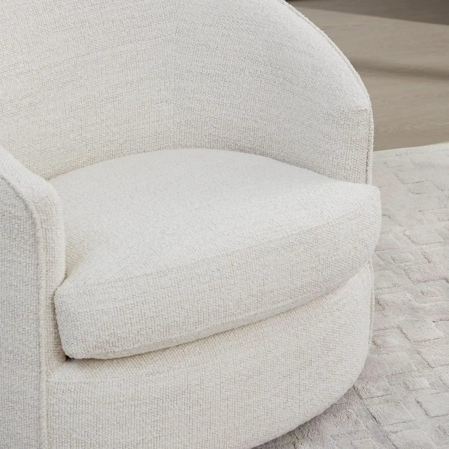 Swivel Barrel Chair Cream Upholstered Fully Assembled from PriceLows™