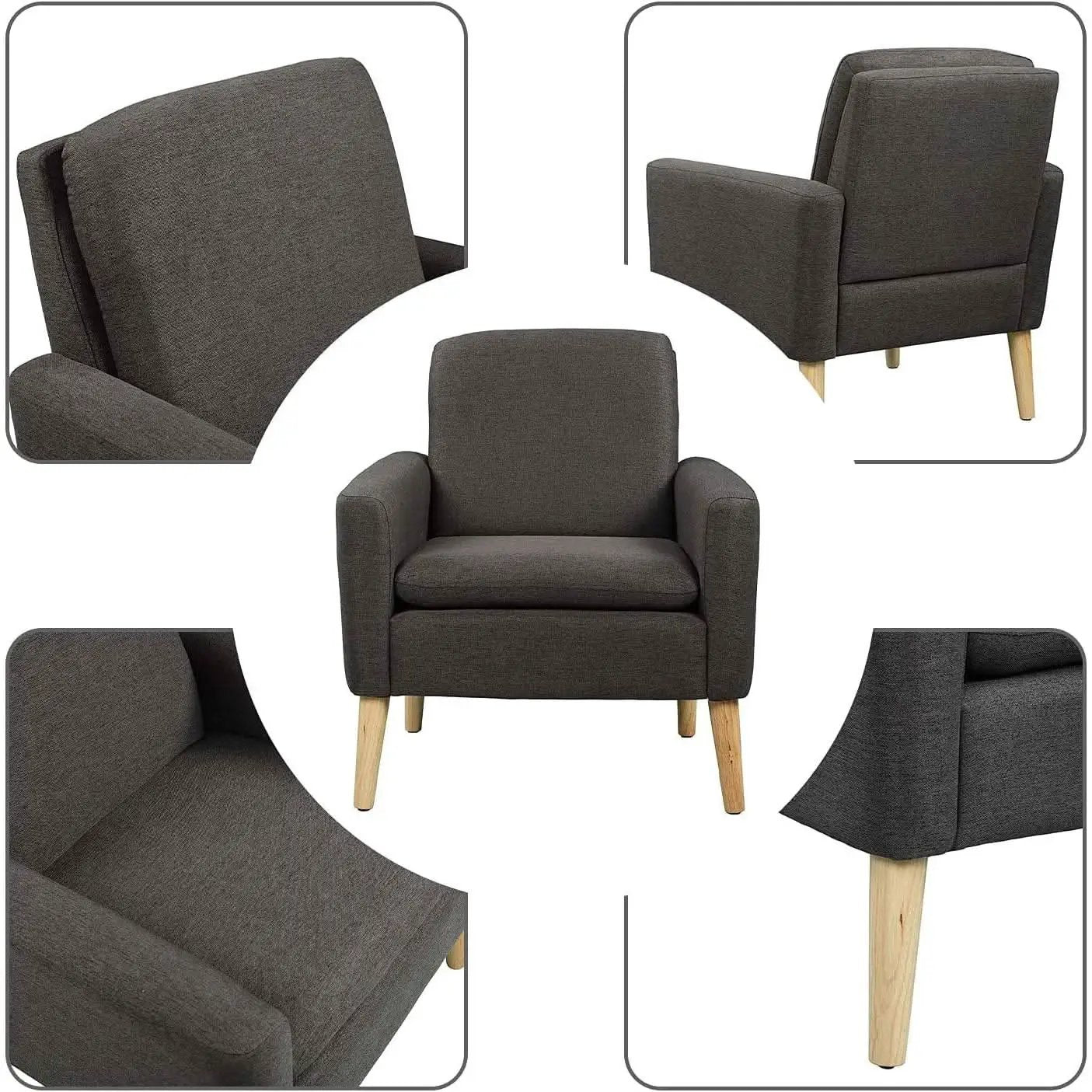 Black Modern Accent Armchair With Ergonomic Deep Seat For Living Room from PriceLows™