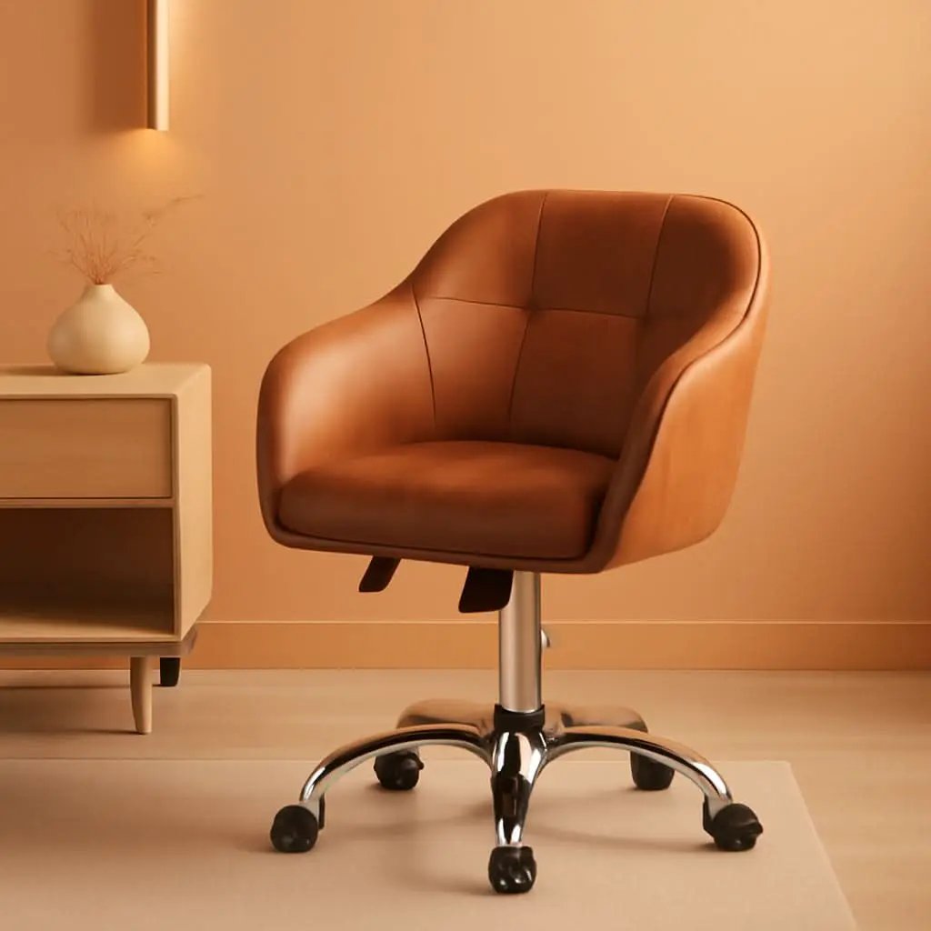 Brown Faux Leather Desk Chair With Adjustable Tilt from PriceLows™