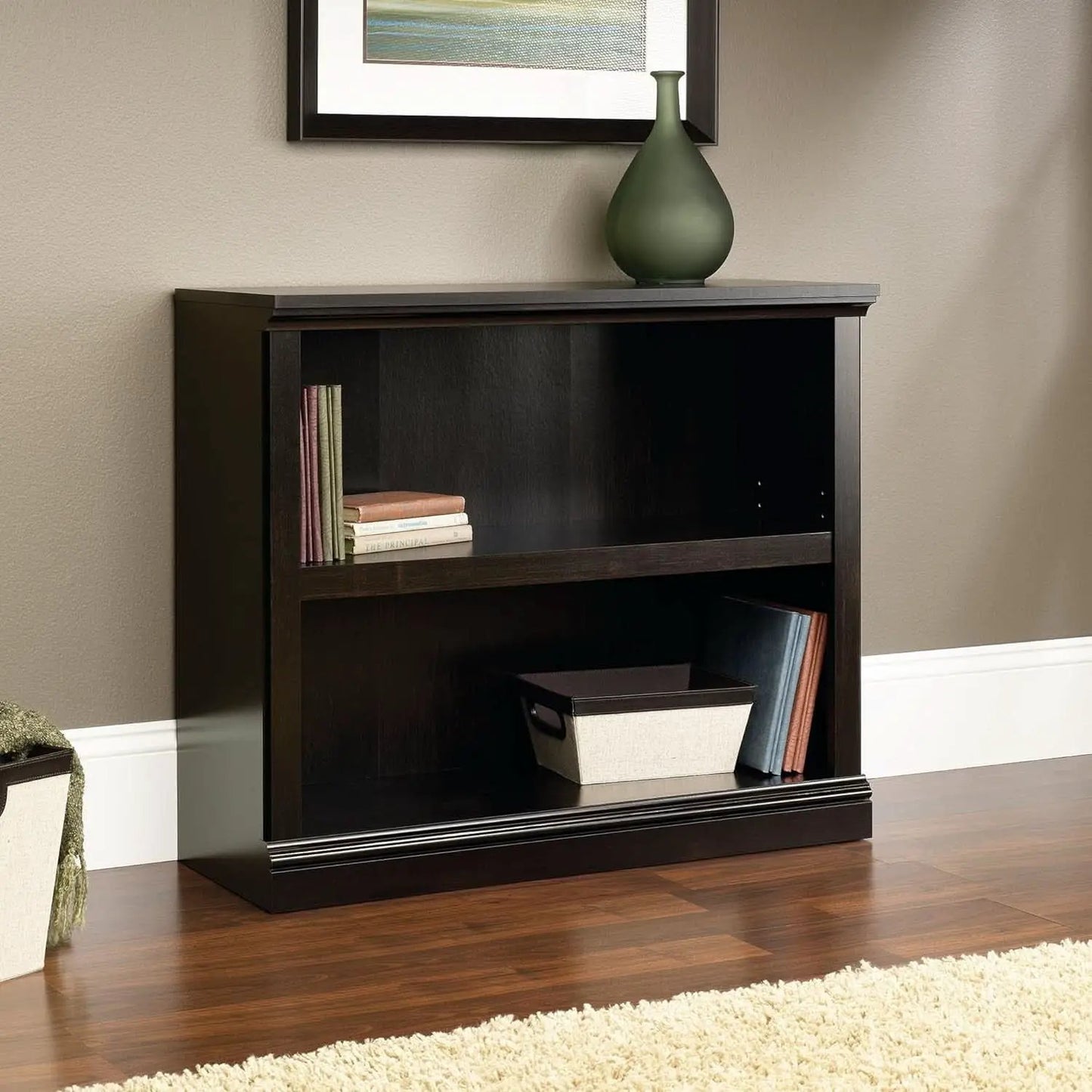 Two Shelf Bookcase Estate Black Finish For Home Office from PriceLows™