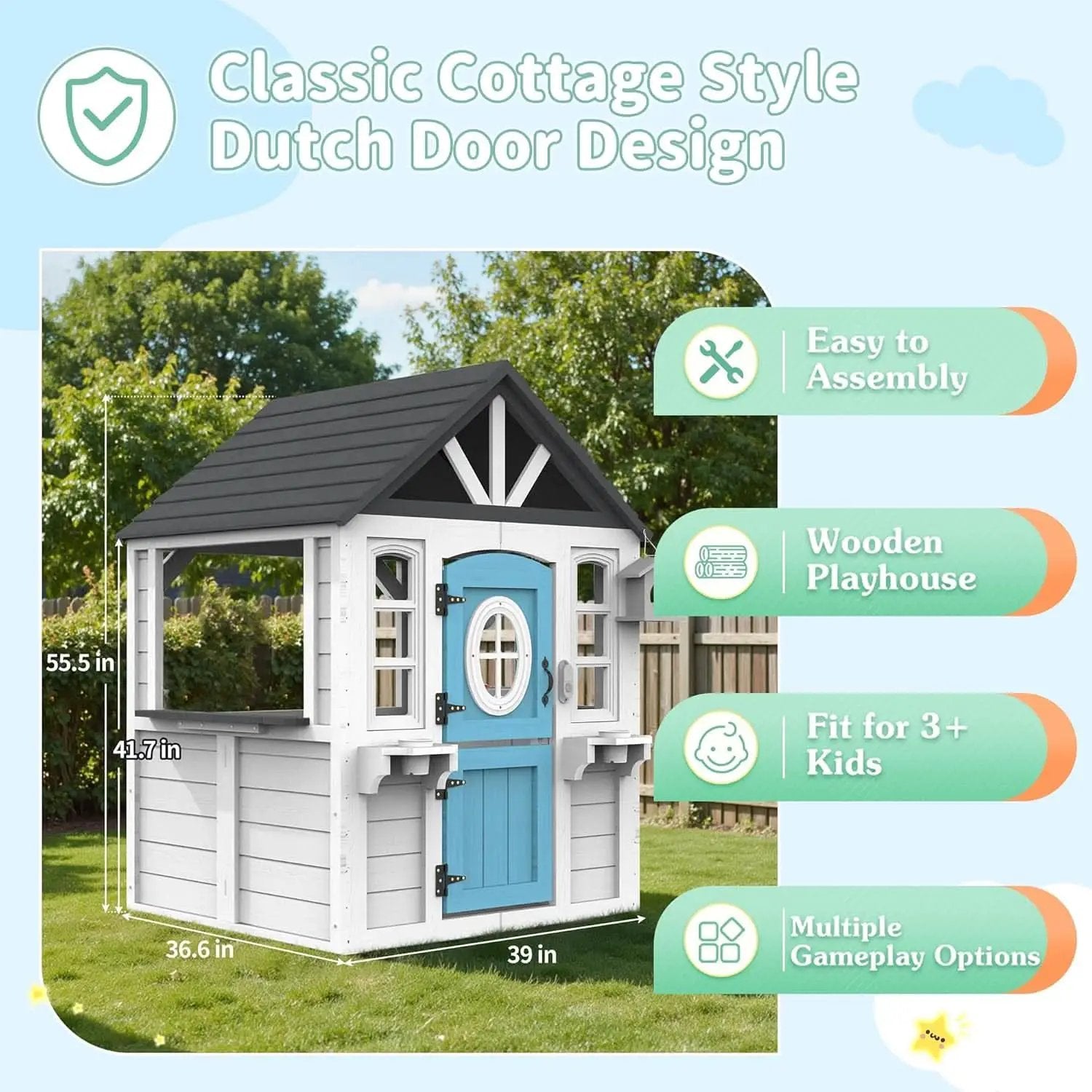 White Cedar All Weather Wood Playhouse With Dutch Door from PriceLows™