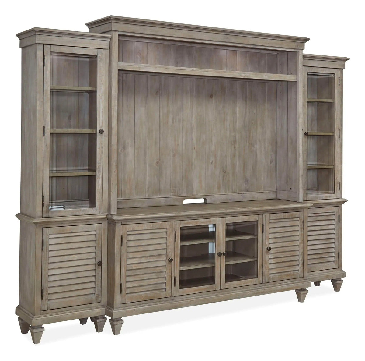 Calistoga Rustic Right Pier | 14 x 22 x 81 in | Tempered Glass & Veneer | Dovetail Gray