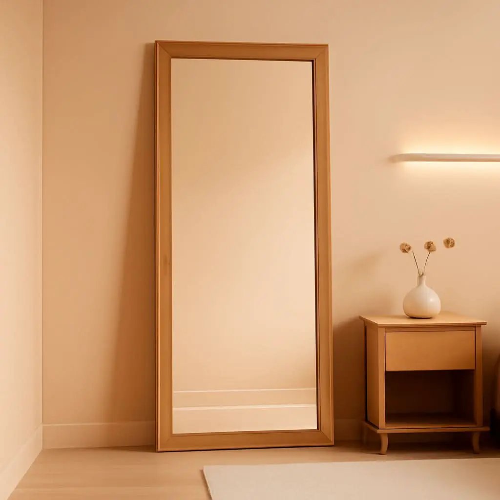 Full Length Mirror 71x32 Walnut Wood Frame Wall Mounted from PriceLows™