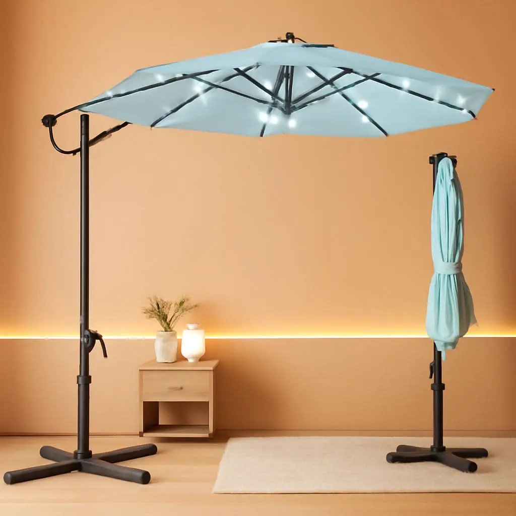 10 Foot Solar LED Cantilever Patio Umbrella With 360 Degree Rotation And Integrated Lights from PriceLows™
