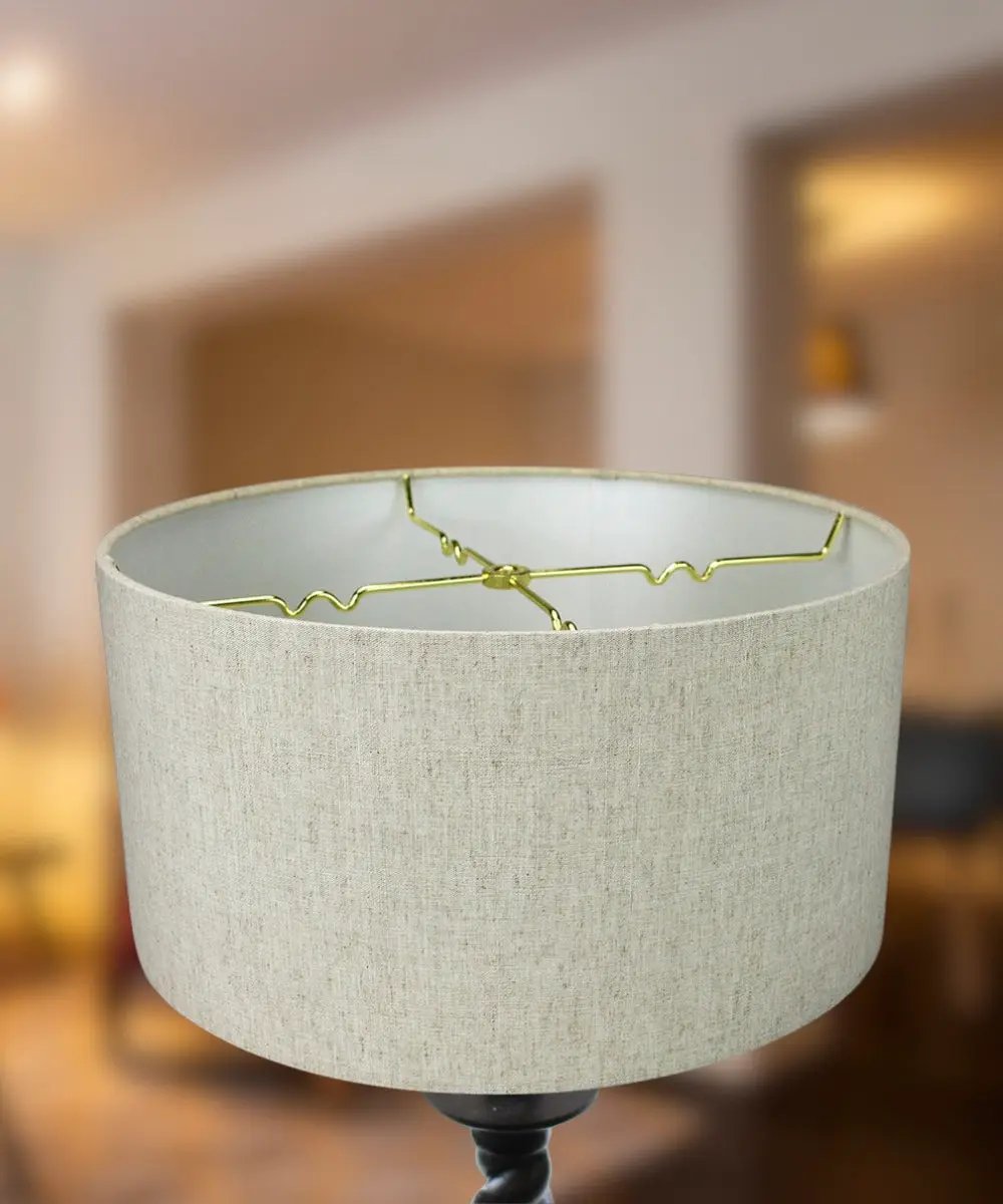 Hardback Drum Lampshade | Textured Oatmeal | 14 X 7 Inches | Single Shade