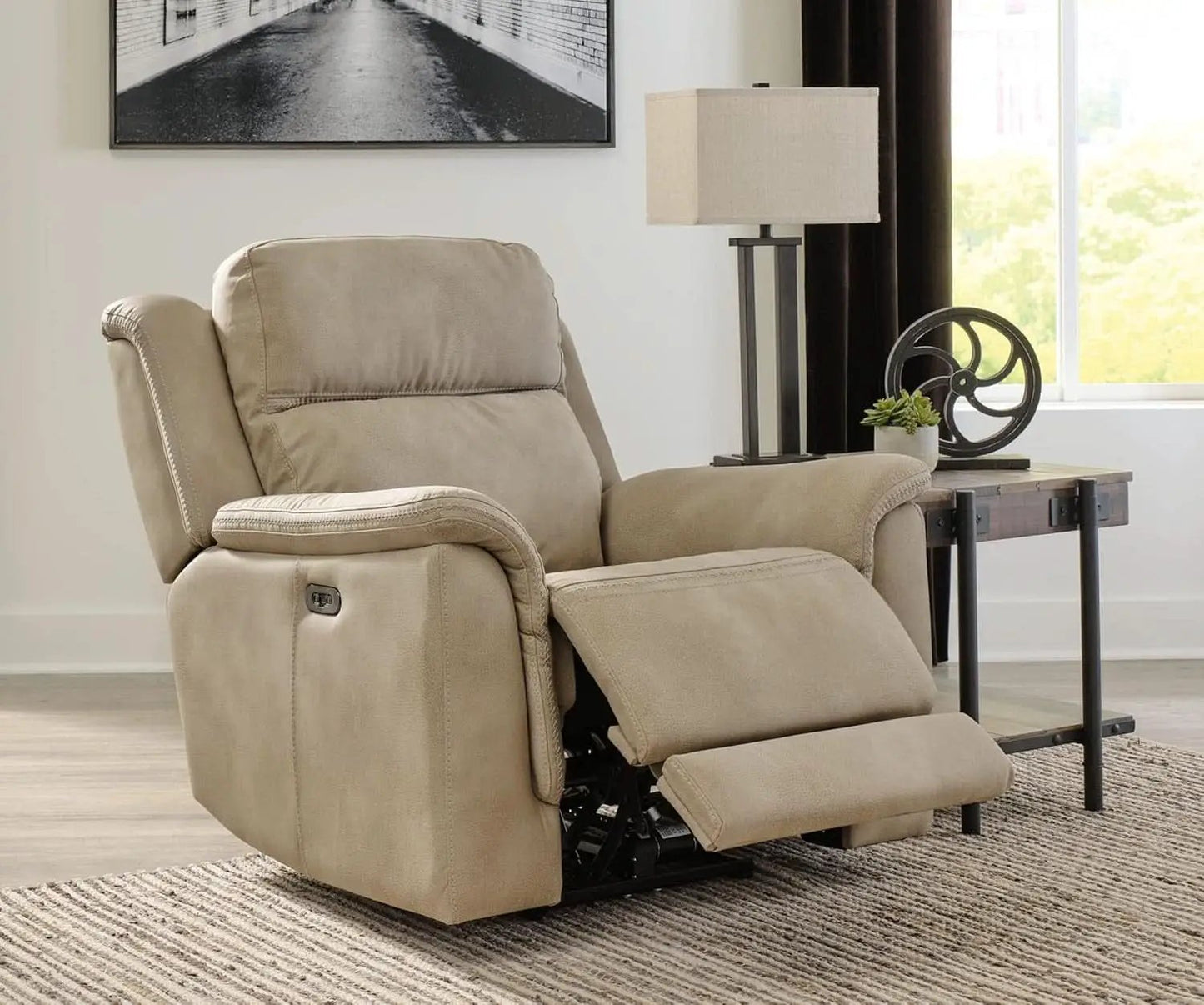Durapella Power Recliner With Adjustable Headrest Beige from PriceLows™