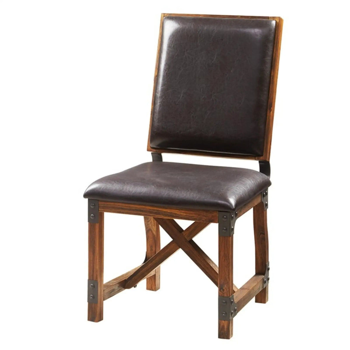 Lancaster Dining Chair Upholstery | 22 x 19.5 x 38.5 in | Solid Wood & Faux Leather | Chocolate