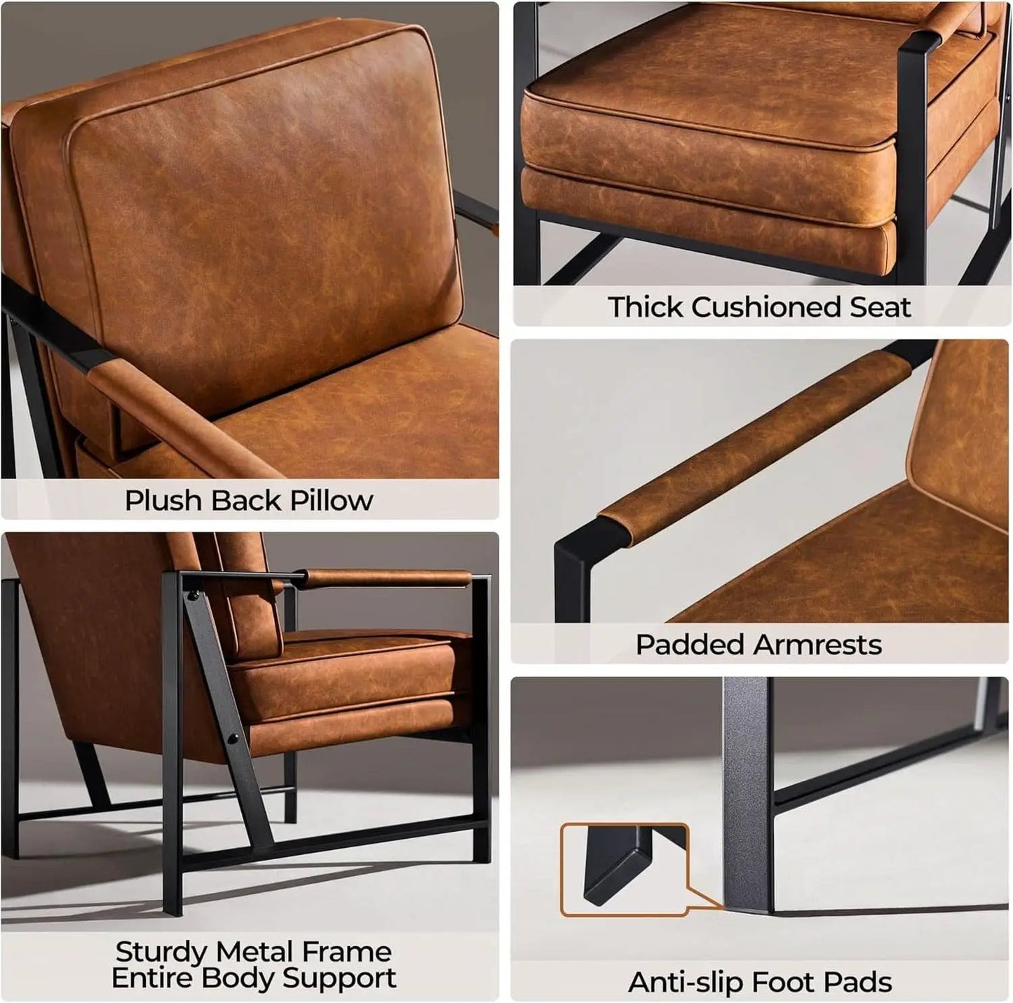 Luxurious PU Leather Armchair Set Ultrasoft Chestnut from PriceLows™