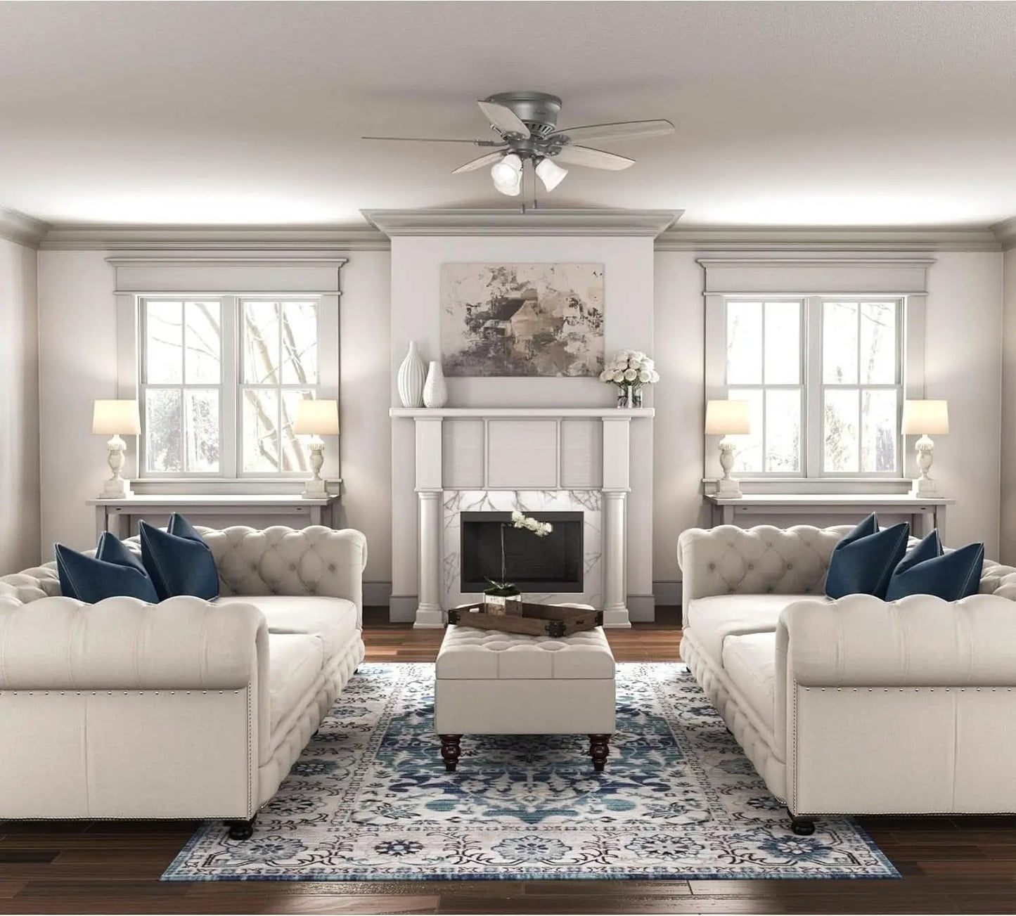52 Inch Matte Silver LED Ceiling Fan With Integrated Light from PriceLows™
