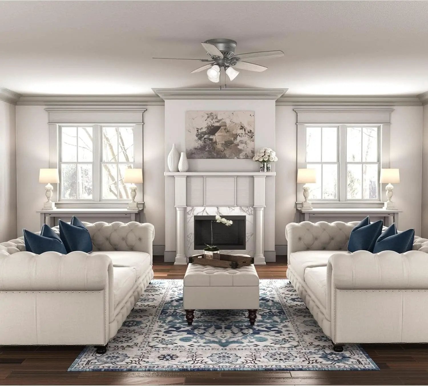 52 Inch Matte Silver LED Ceiling Fan With Integrated Light from PriceLows™