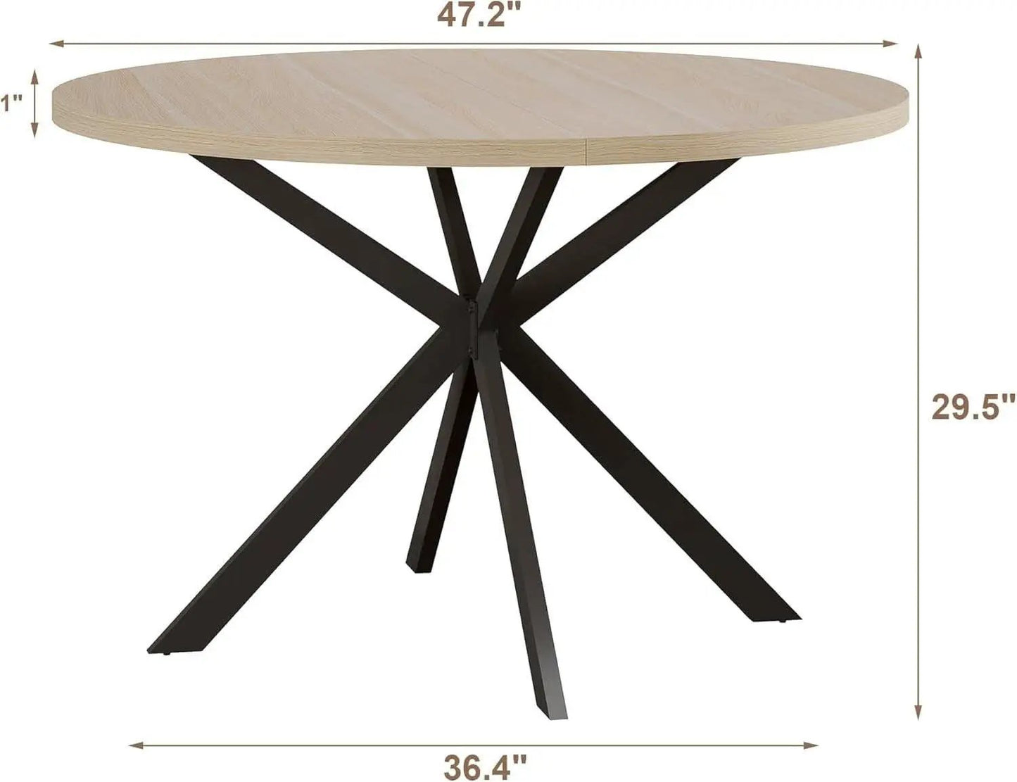 Round 47 Inch Circular Dining Table Natural Oak Finish from PriceLows™