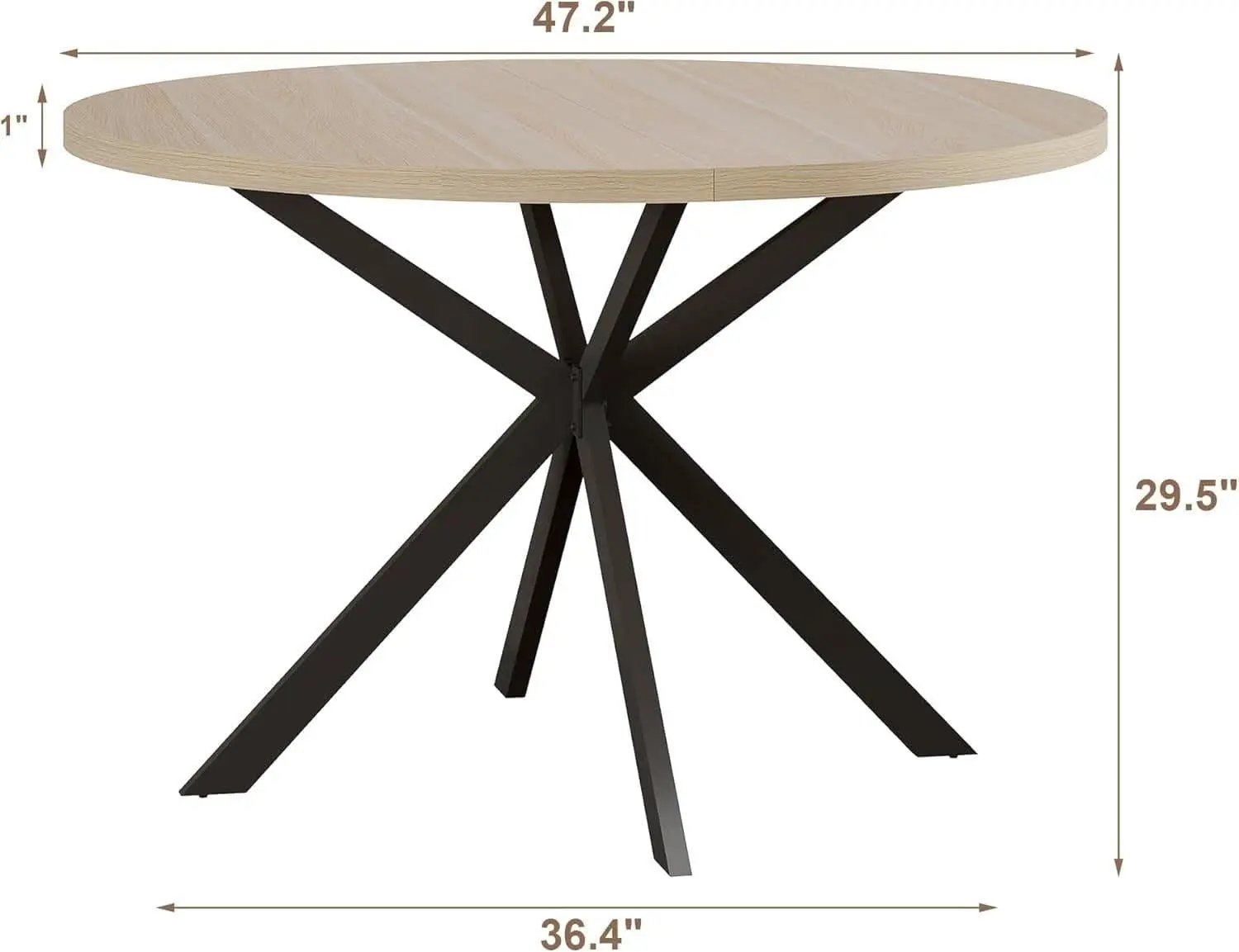 Round 47 Inch Circular Dining Table Natural Oak Finish from PriceLows™