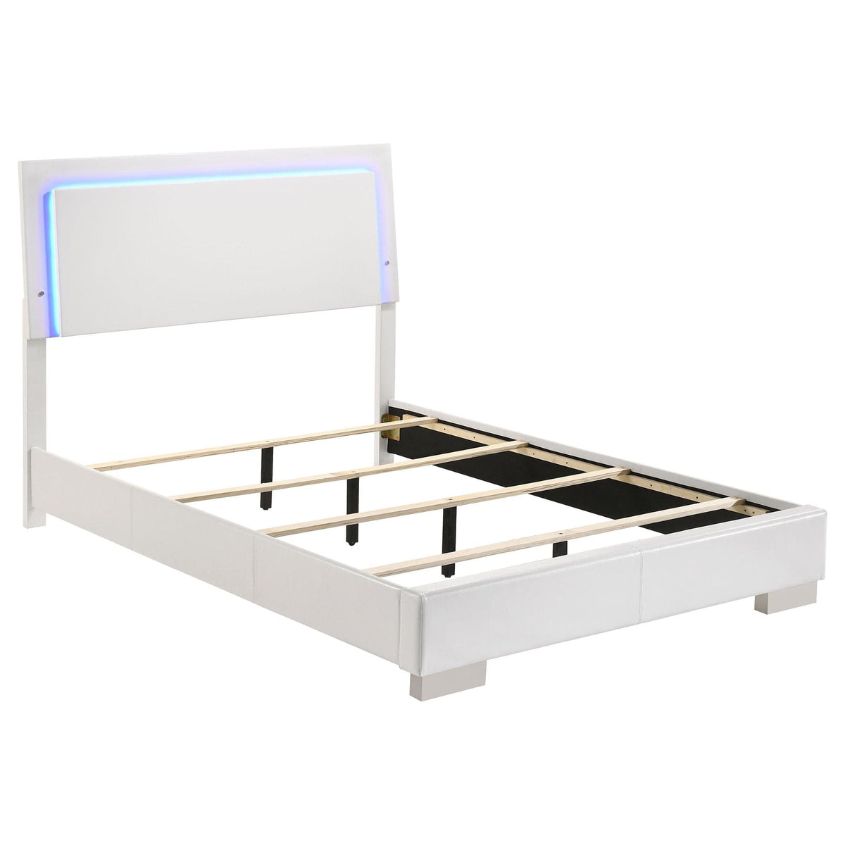 Felicity 5-piece Full Bedroom Set White High Gloss | 5-Piece Set | Faux Leather & Metal | Bedroom
