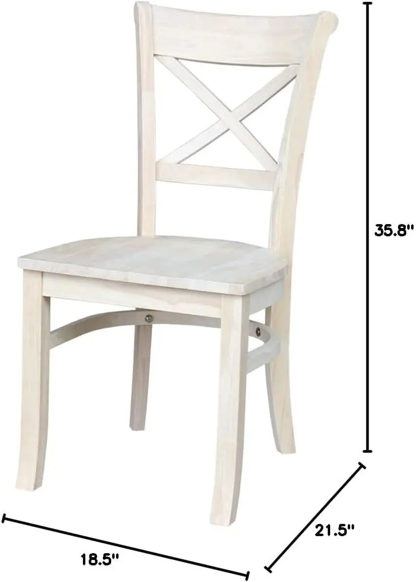 Set Of 2 35.8 In Parawood X Back Dining Chairs Unfinished from PriceLows™