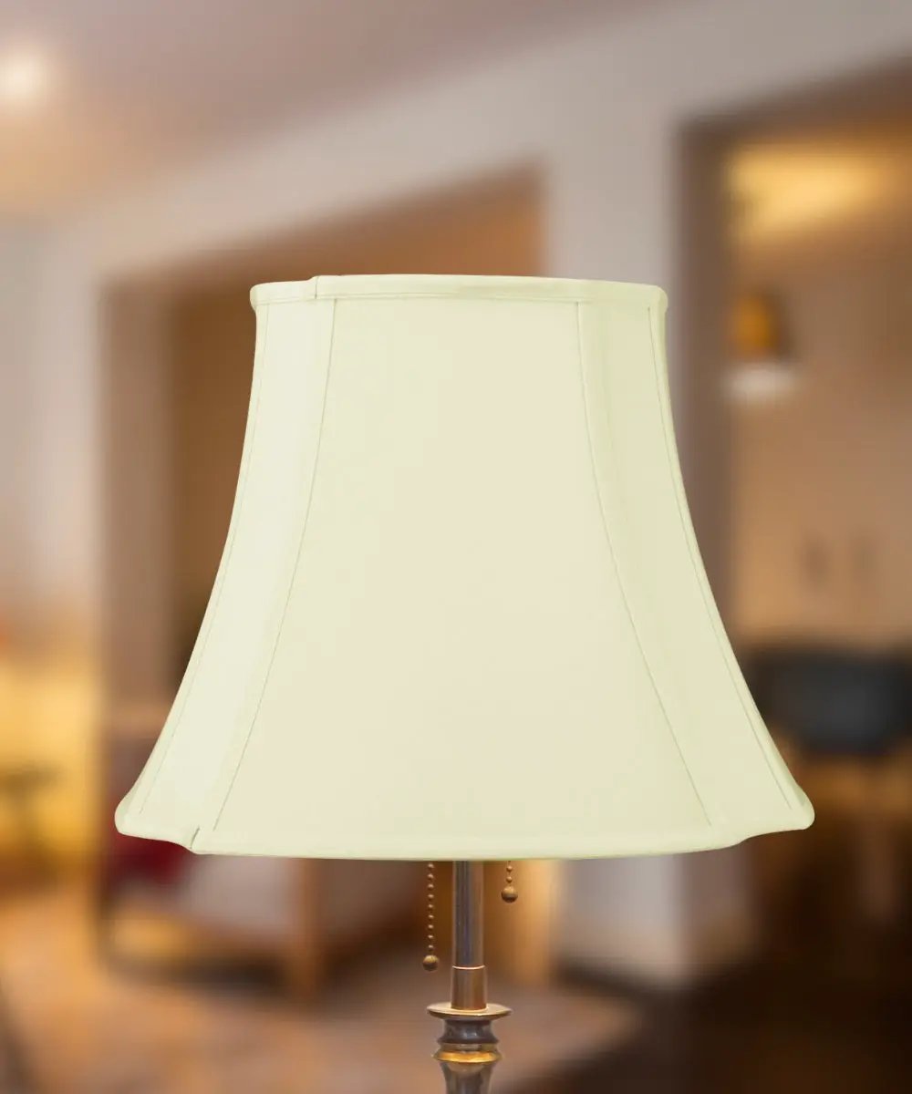 French Oval Lamp Shade | 12 By 12 Inch | Piped Trim | Ivory