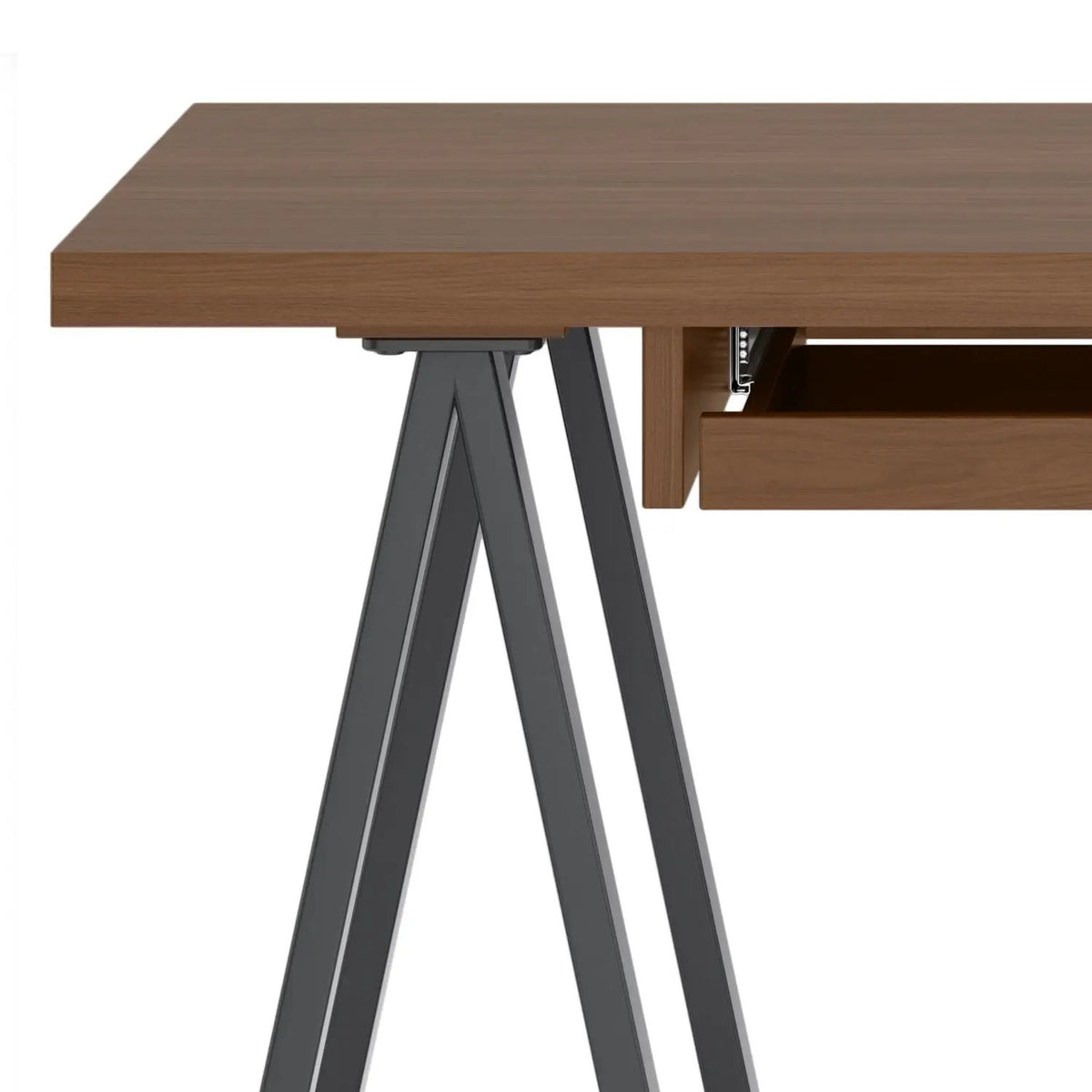 Sawhorse Handcrafted Solid Desk | Walnut Veneer And Solid Wood | Extra Thick Tabletop | 60 Inch Length