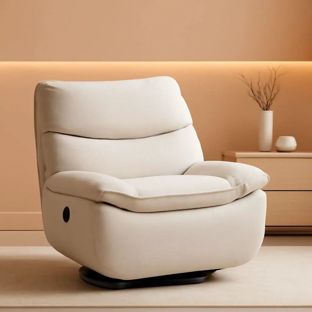 White Three Sixty Degree Swivel Rocker Recliner Chair from PriceLows™