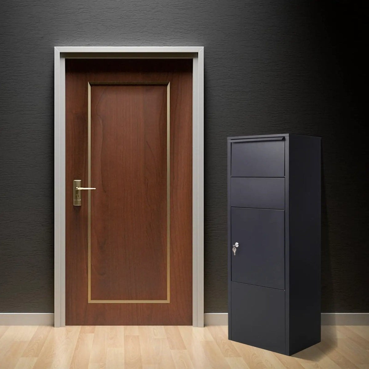 Freestanding Parcel Drop Box | Lockable Door | Weatherproof | Black