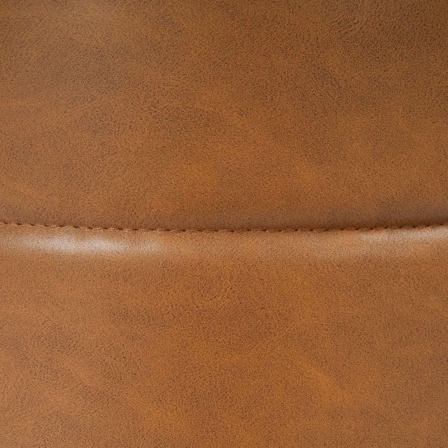 Round Upholstered Faux Leather Ottoman Footrest Camel from PriceLows™