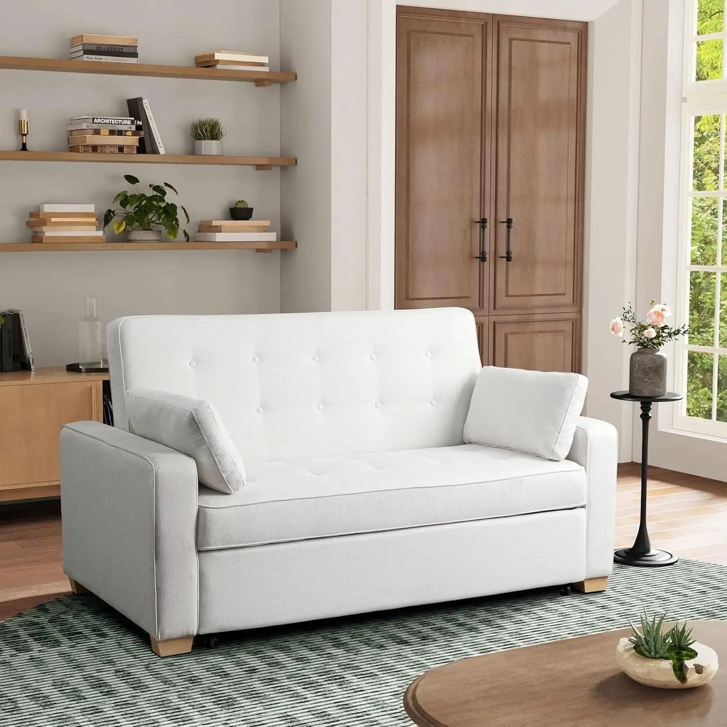 Queen Size Convertible Sleeper Sofa Oyster Upholstery from PriceLows™
