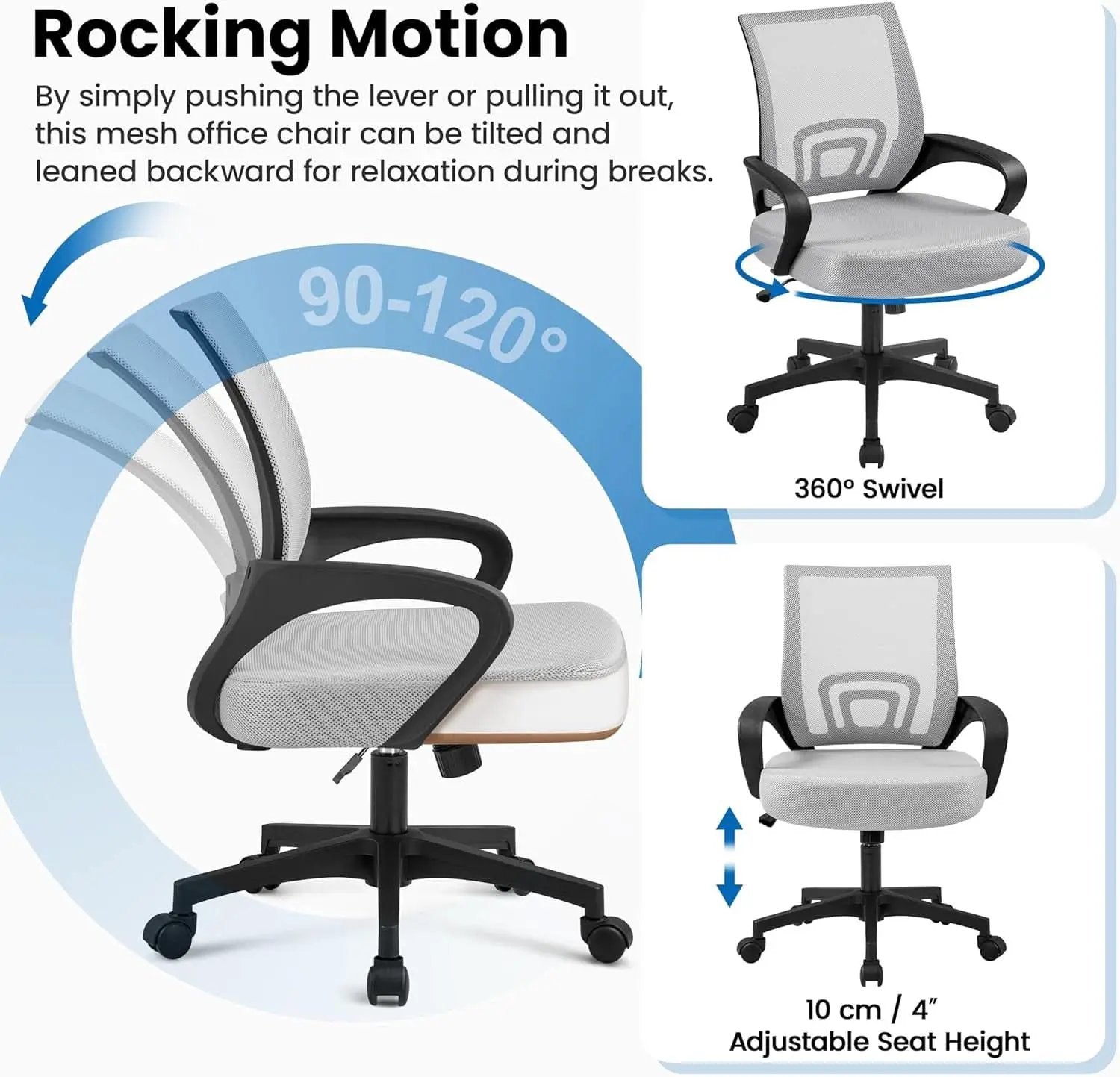 Two Pack Ergonomic Mesh Office Chairs With Lumbar Support And Adjustable Height Swivel Rolling Task Chairs Grey from PriceLows™