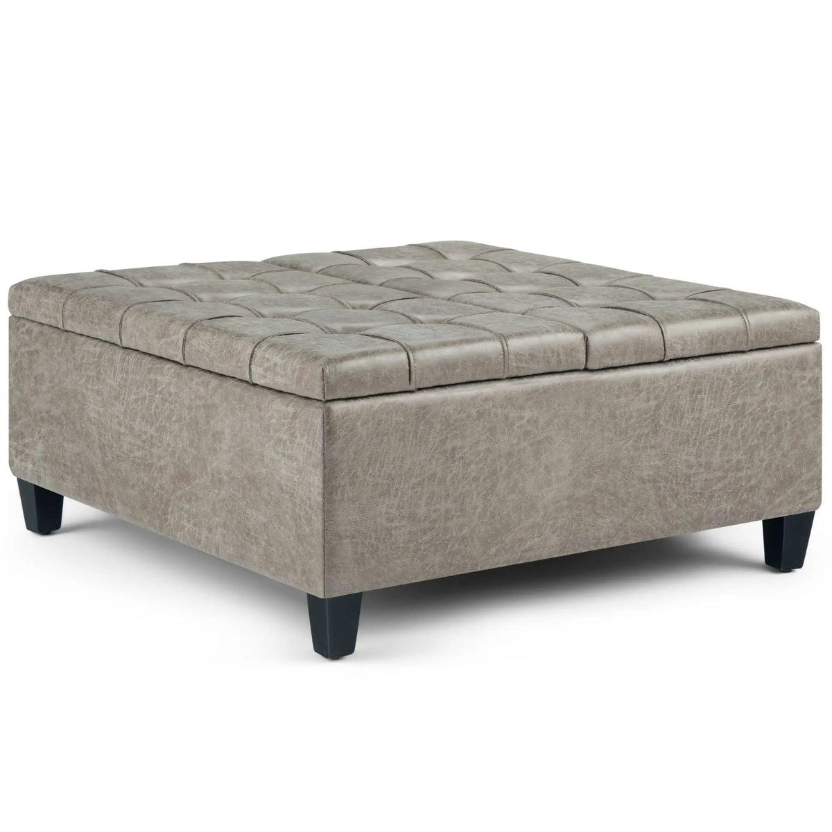 Coffee Table Storage Ottoman | Lift Top Hinge | Solid Wood Base | Large Square