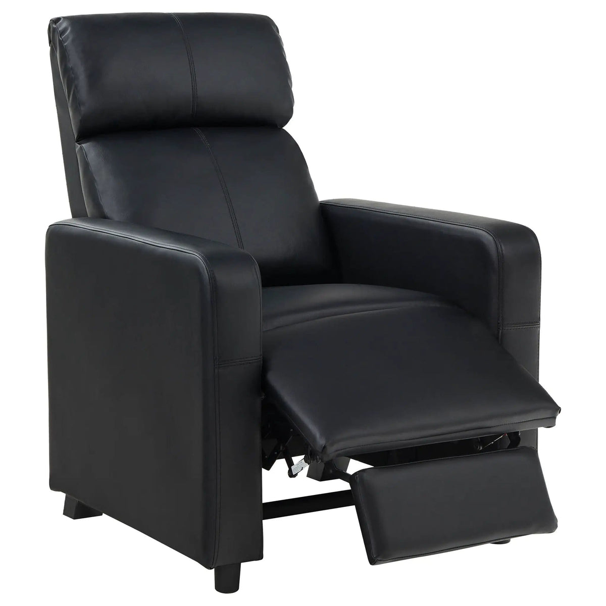 Toohey Upholstered Tufted Recliner Living Room Set Reclining Chair & Console | 127 x 39.75 x 41.25 in | Stainless Steel | Black