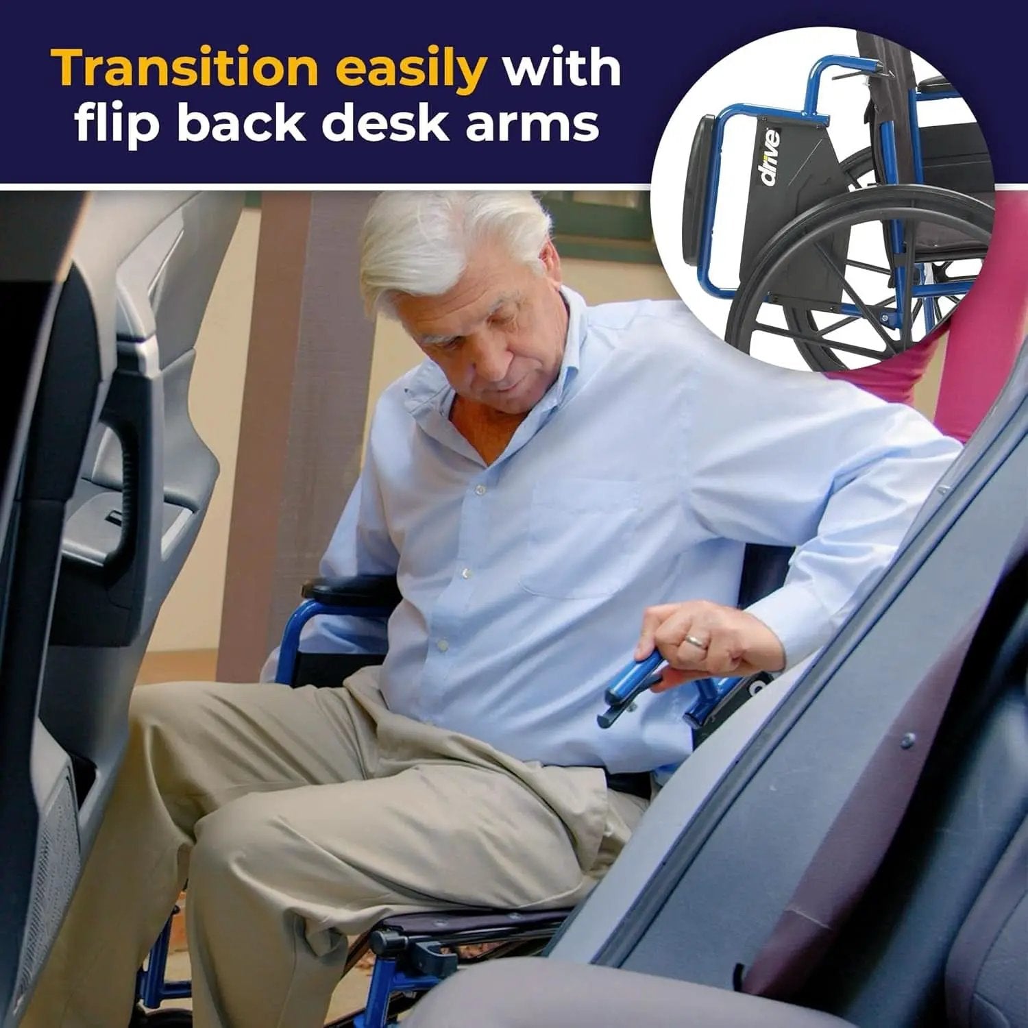 Blue Streak Folding Wheelchair With Flip Back Desk Arms 20 Inch Seat from PriceLows™