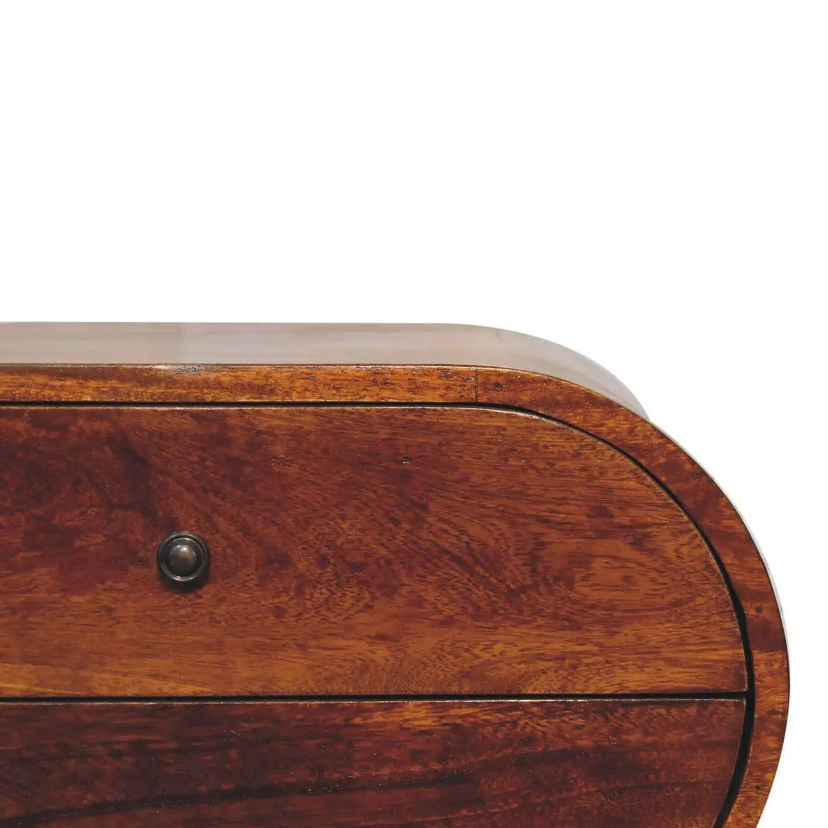 Large Chestnut Circular Bedside Accent Nightstand | 2 Pieces | Mango Wood | Bedroom